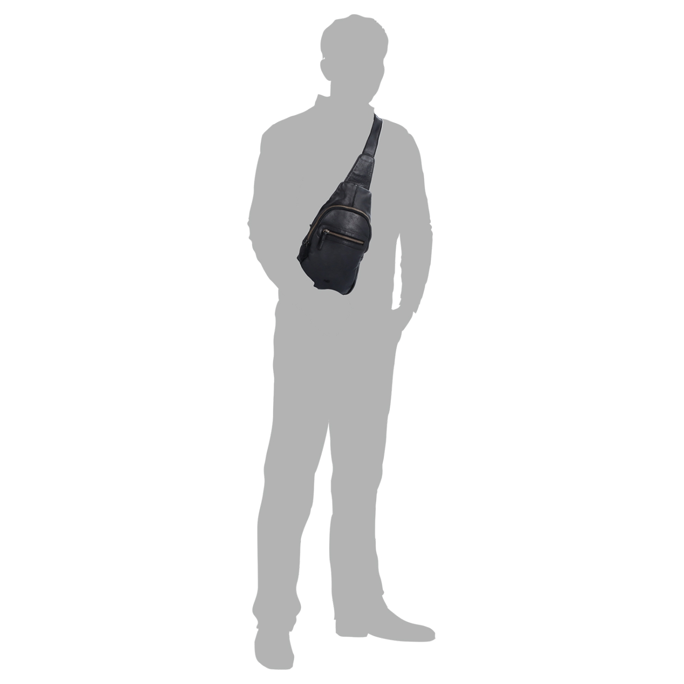 Kožený crossbody bodybag s variabilným nosením Noelia Bolger materiál kože zapínanie na zips farba čierna veľkosť malá NB 2034 C Na postave
