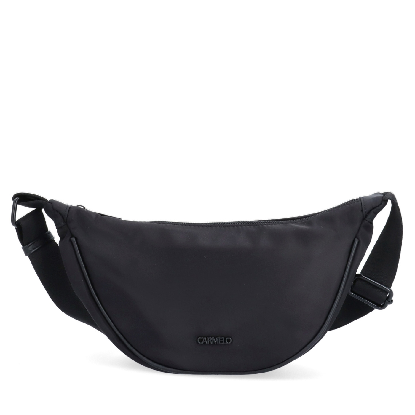 Malá nylonová kabelka typu moonbag Carmelo materiál nylon zapínanie na zips farba čierna veľkosť malá 6609 C Spredu