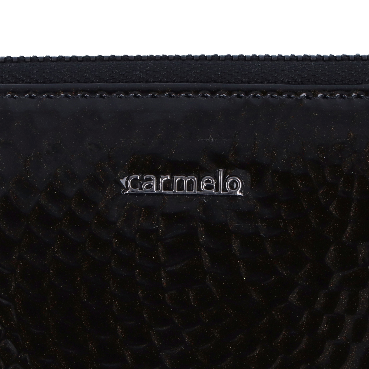Elegantná dámská lakovaná peňaženka Carmelo materiál kože zapínanie na zips farba čierna veľkosť veľká 2102 Z C Logo