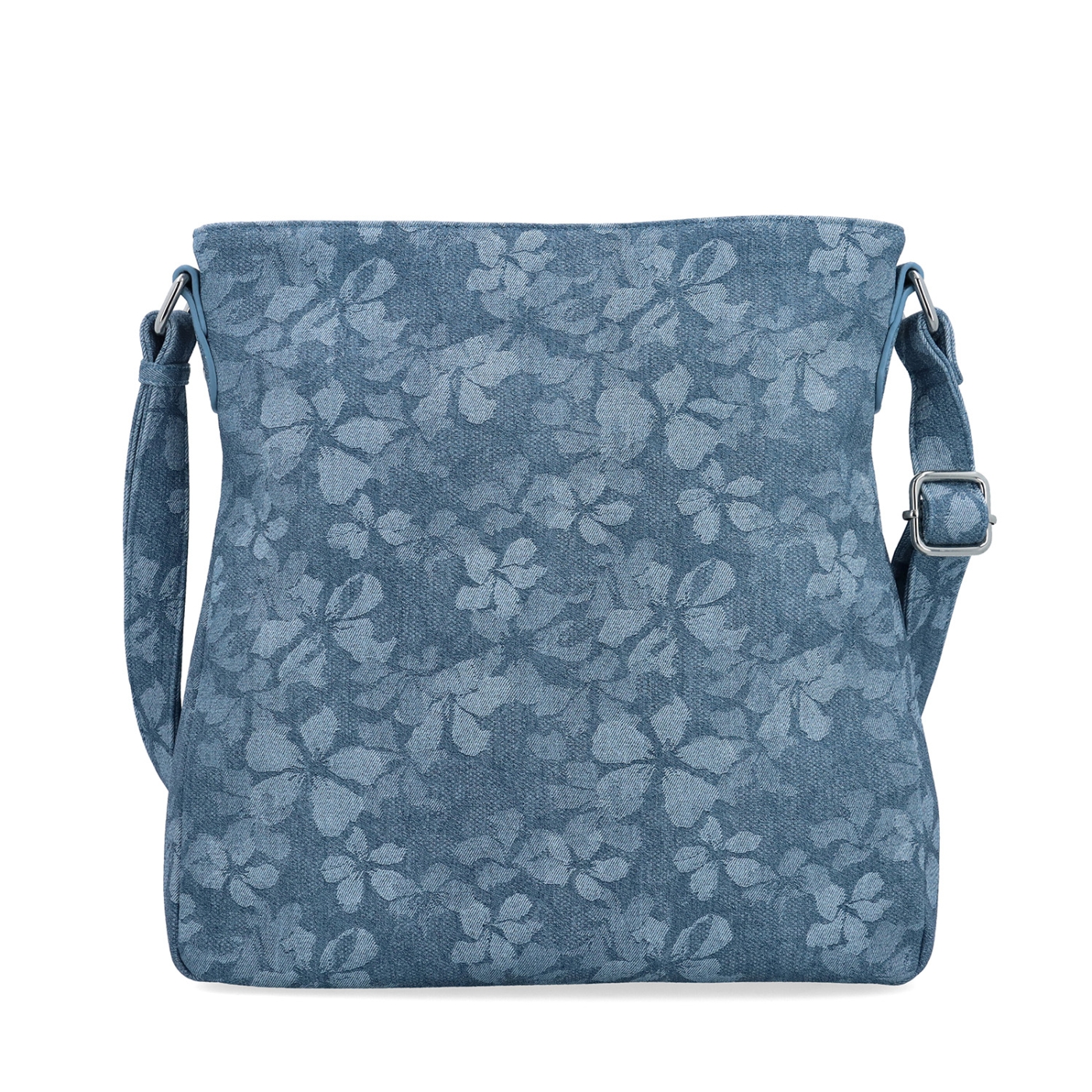 Crossbody kabelka s jemným kvetinovým vzorom Carmelo materiál syntetická koža zapínanie na zips farba modrá veľkosť stredná 4601 M Spredu