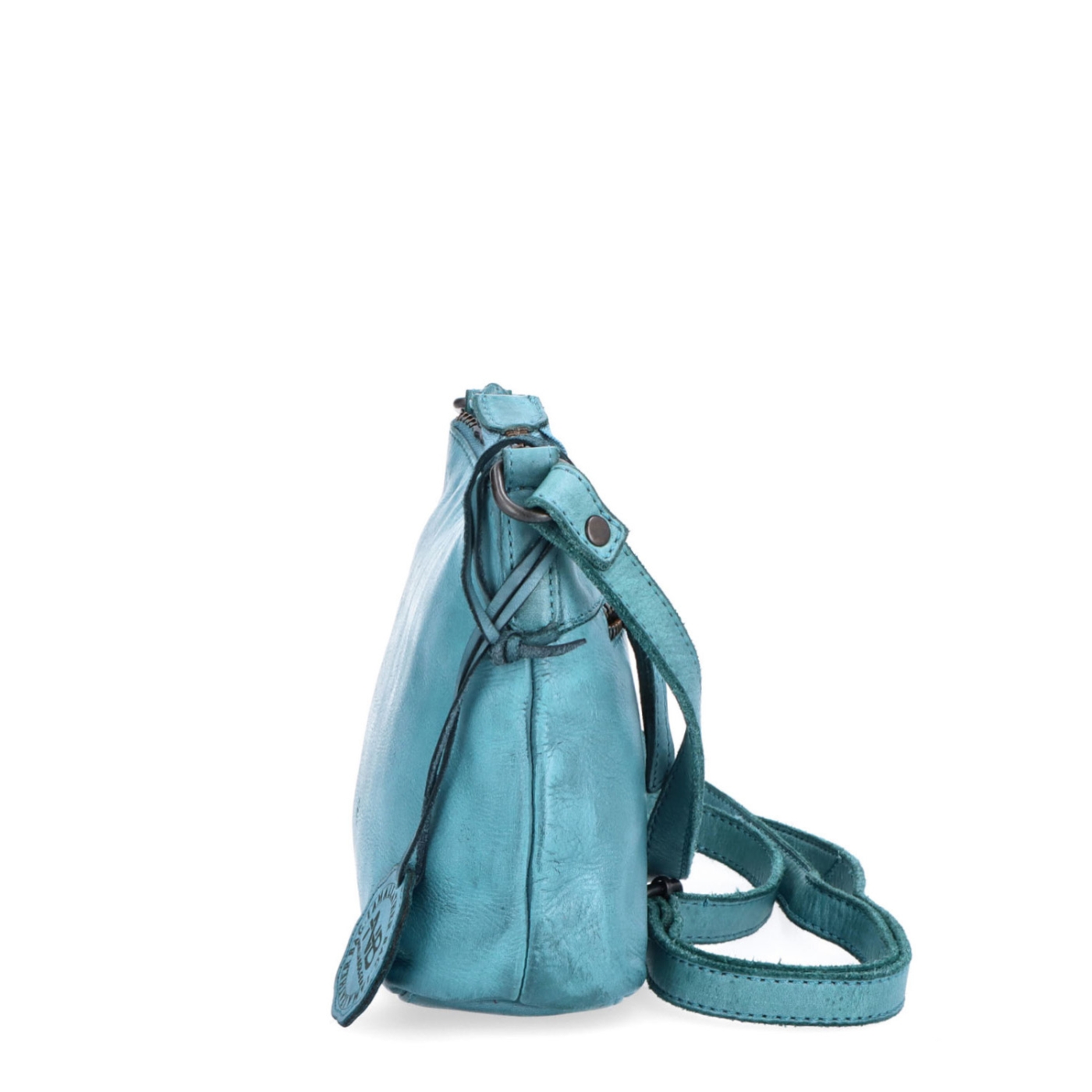 Praktická kožená crossbody na každý deň Noelia Bolger materiál kože zapínanie na zips farba tyrkysová veľkosť malá NB 2406 TYR Z boku