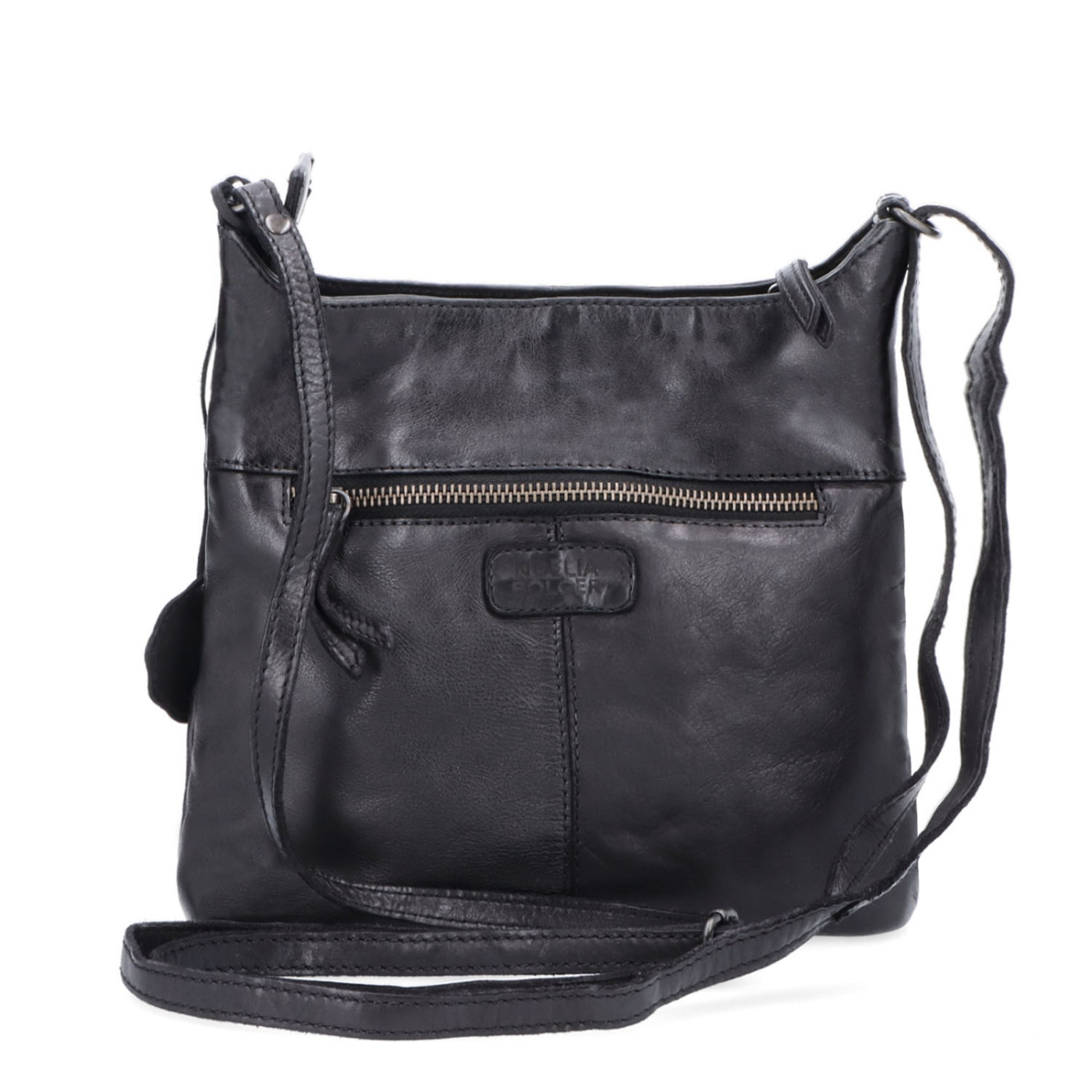 Kožená crossbody kabelka na každý deň Noelia Bolger materiál kože zapínanie na zips farba čierna veľkosť malá NB 2404 C Zozadu