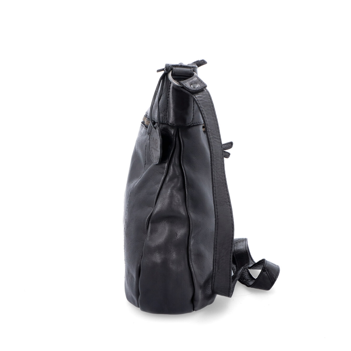 Vintage kožená crossbody kabelka Noelia Bolger materiál kože zapínanie na zips farba čierna veľkosť stredná NB 2004 C Z boku