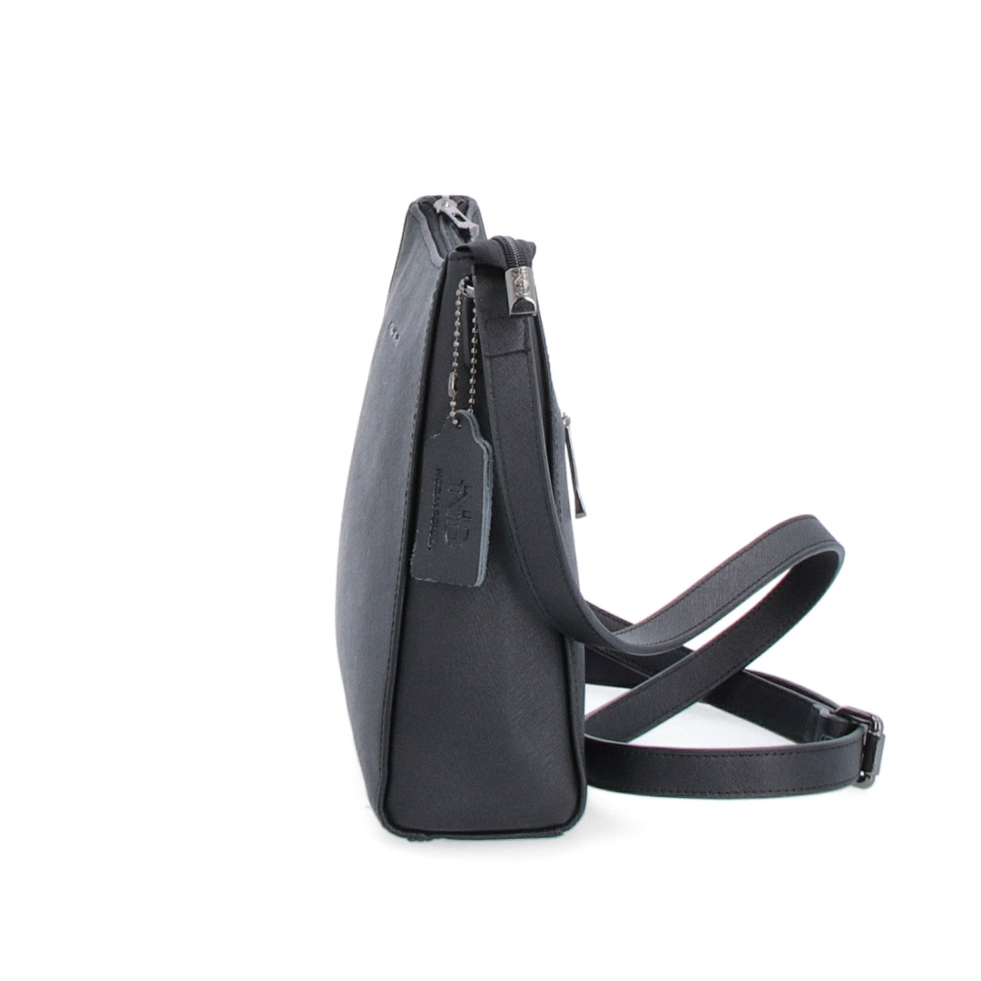 Kožená crossbody kabelka Noelia Bolger materiál kože zapínanie na zips farba čierna veľkosť malá NB 0074 C Z boku