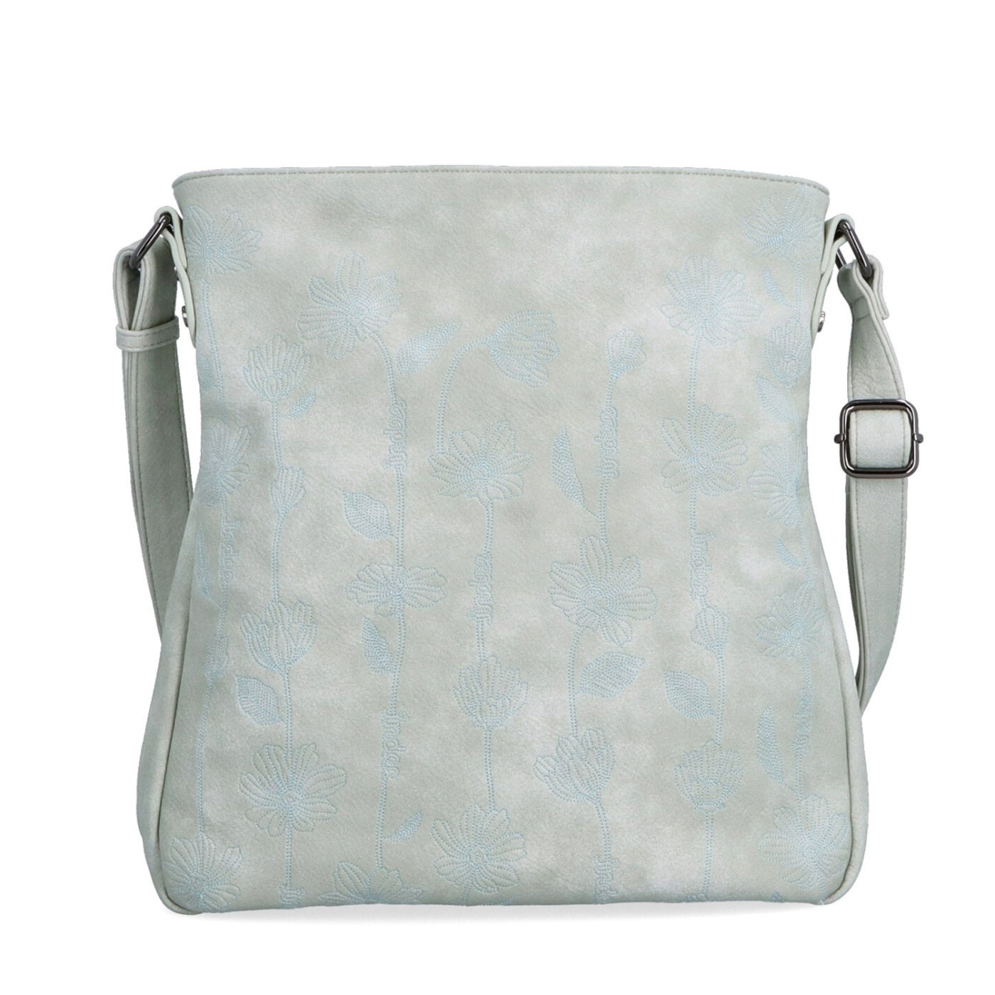 Priestranná crossbody kabelka s motívom Indee materiál syntetická koža zapínanie na zips farba sivá veľkosť stredná 6327 S Spredu