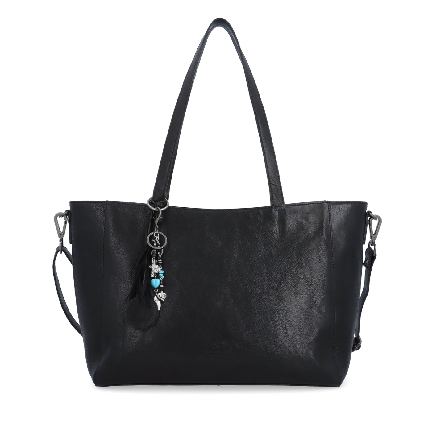 Veľká kožená crossbody kabelka s príveskom Noelia Bolger materiál kože zapínanie na zips farba čierna veľkosť veľká NB 3109 C Spredu