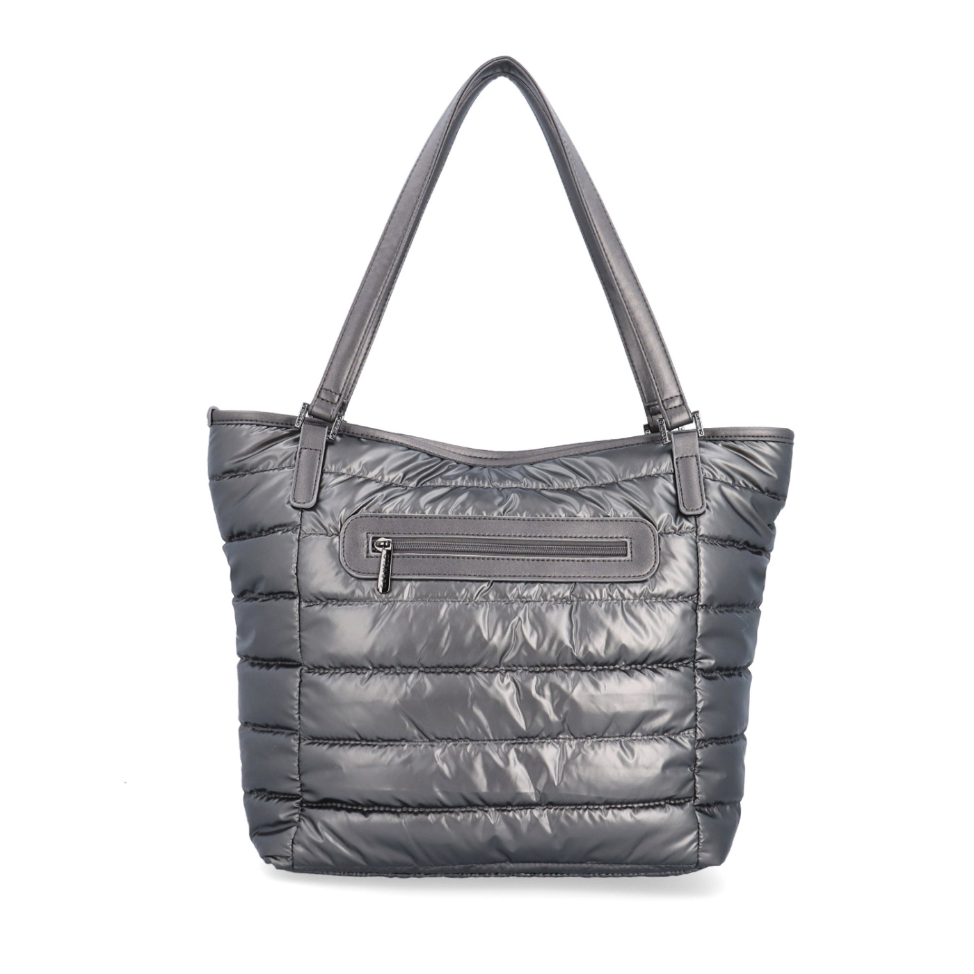 Shopperka cez rameno z nadýchaného materiálu Carmelo materiál nylon zapínanie na zips farba metalíza veľkosť veľká 4385 TI Zozadu