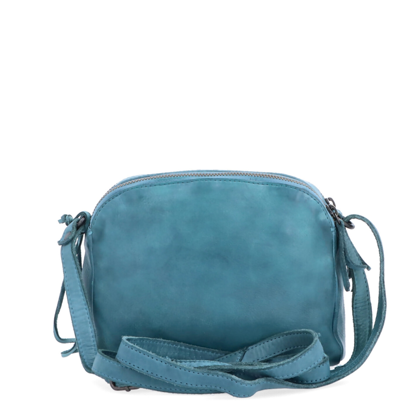 Kvalitná kožená crossbody kabelka Noelia Bolger materiál kože zapínanie na zips farba tyrkysová veľkosť malá NB 2408 TYR Zozadu