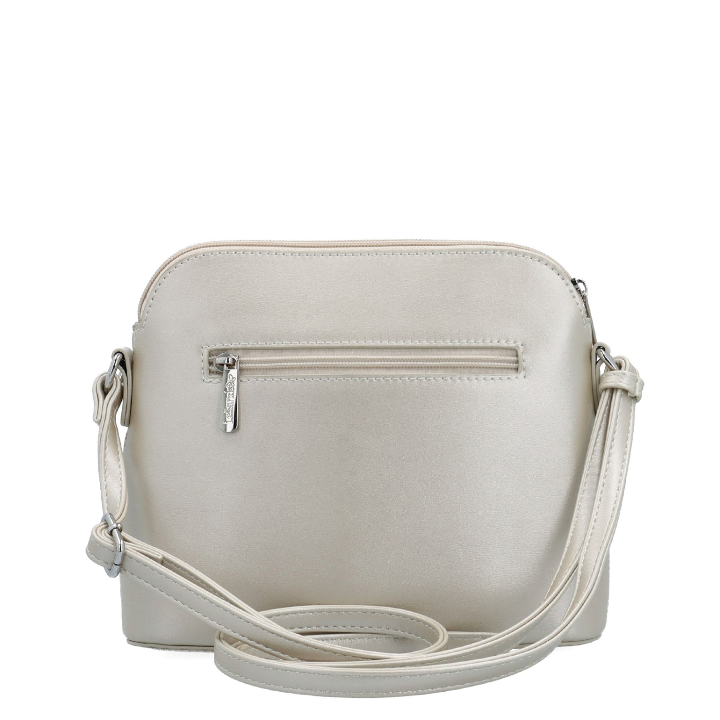 Malá minimalistická crossbody kabelka Le Sands materiál syntetická koža zapínanie na zips farba béžová veľkosť malá 7712 PRL Zozadu