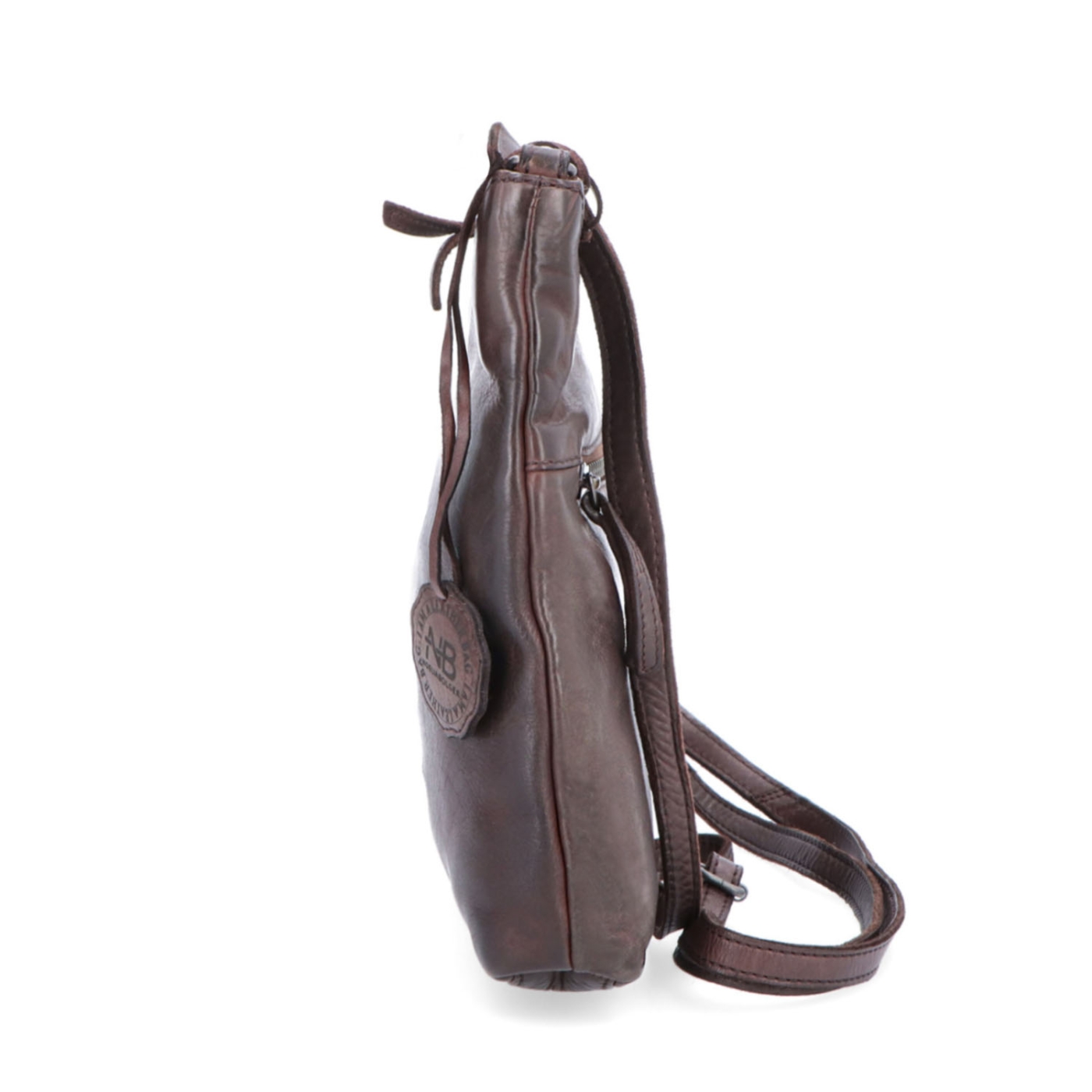 Kožená crossbody kabelka na každý deň Noelia Bolger materiál kože zapínanie na zips farba hnedá veľkosť malá NB 2404 H Z boku