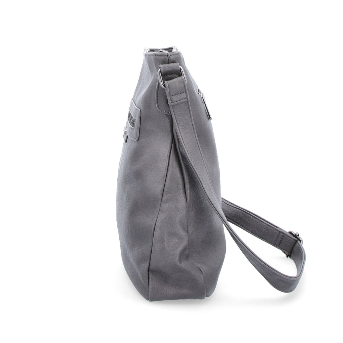 Crossbody kabelka s vonkajšími vreckami Tangerin materiál syntetická koža zapínanie na zips farba sivá veľkosť stredná 8008 TS Z boku