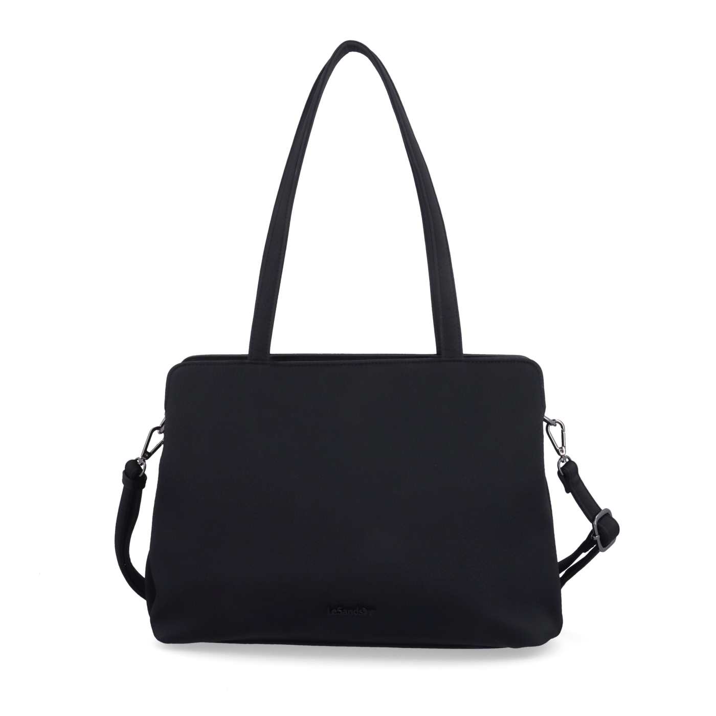 Elegantná kabelka s odnímateľným crossbody popruhom Le Sands materiál syntetická koža zapínanie na zips farba čierna veľkosť stredná 4649 C Spredu