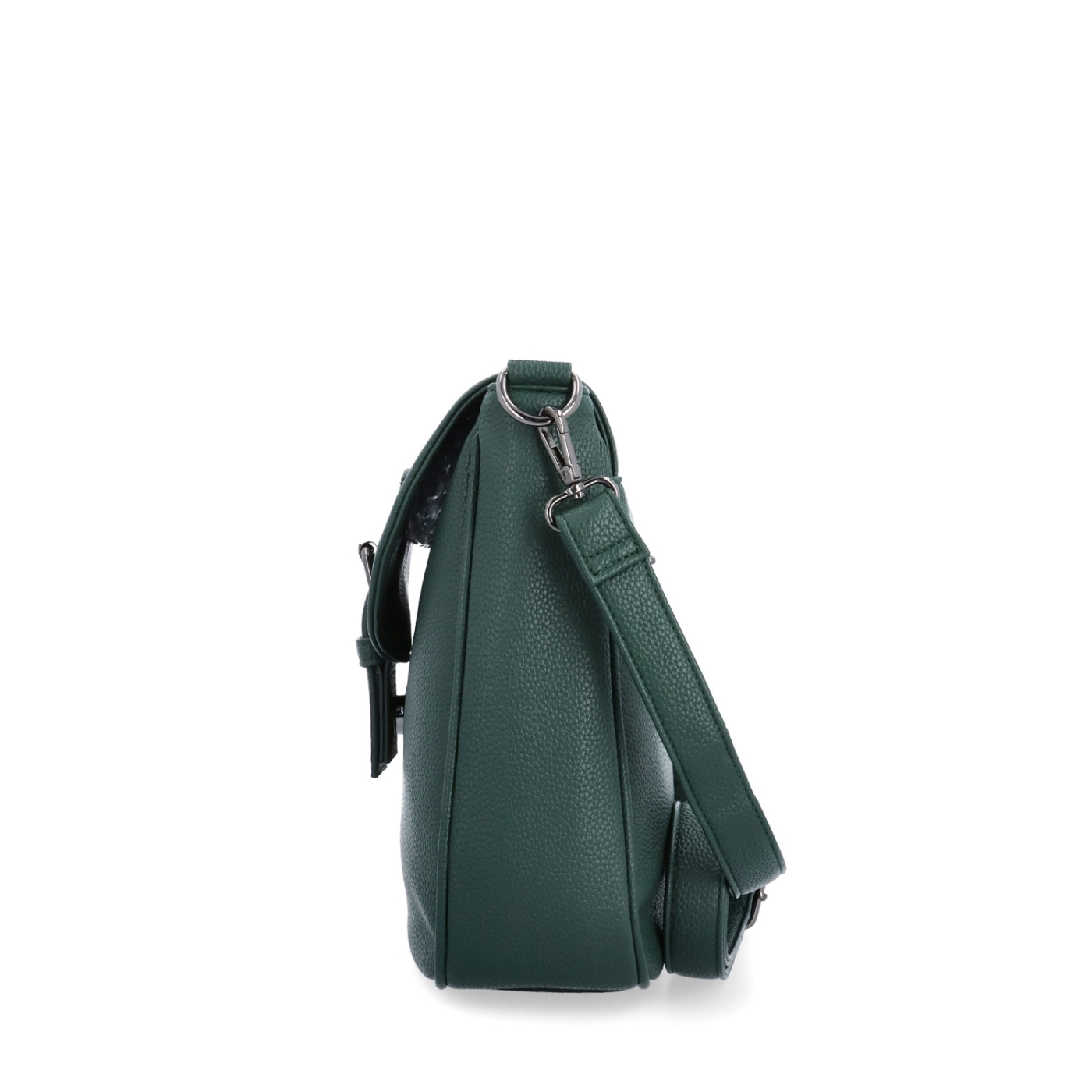 Syntetická crossbody kabelka s výraznou sponou Carmelo materiál syntetická koža zapínanie s chlopňou farba zelená veľkosť stredná 4363 TZE Z boku