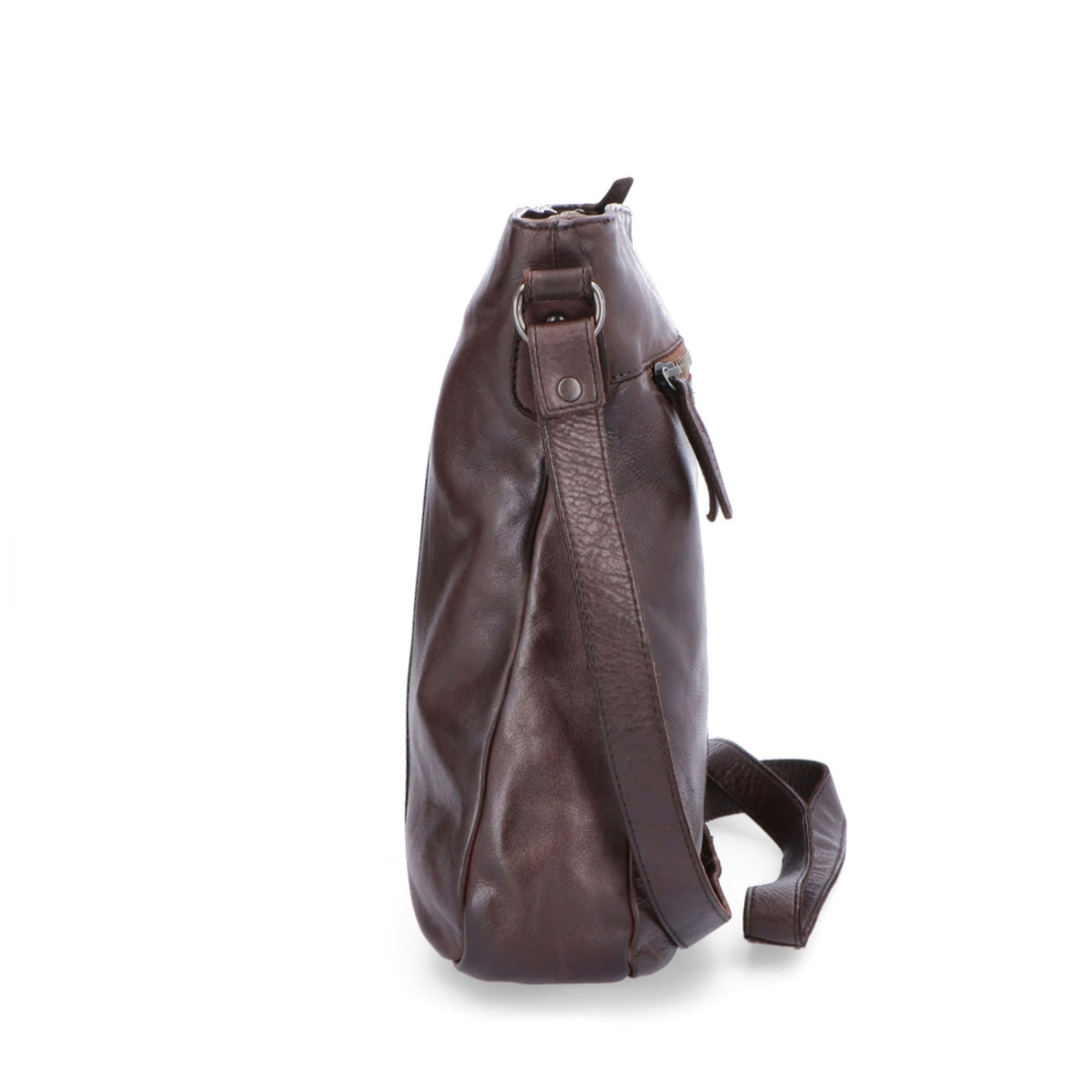 Kožená crossbody kabelka s prešívaním Noelia Bolger materiál kože zapínanie na zips farba hnedá veľkosť stredná NB 2002 H Z boku