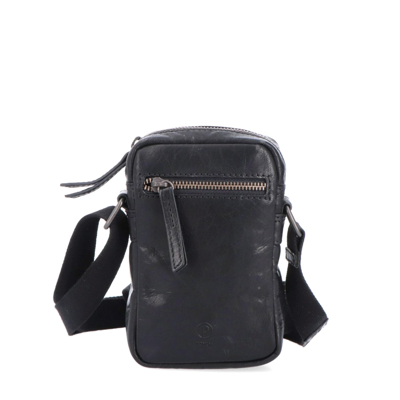 Malá kožená crossbody Poyem materiál kože zapínanie na zips farba čierna veľkosť malá 2220 Poyem C Spredu