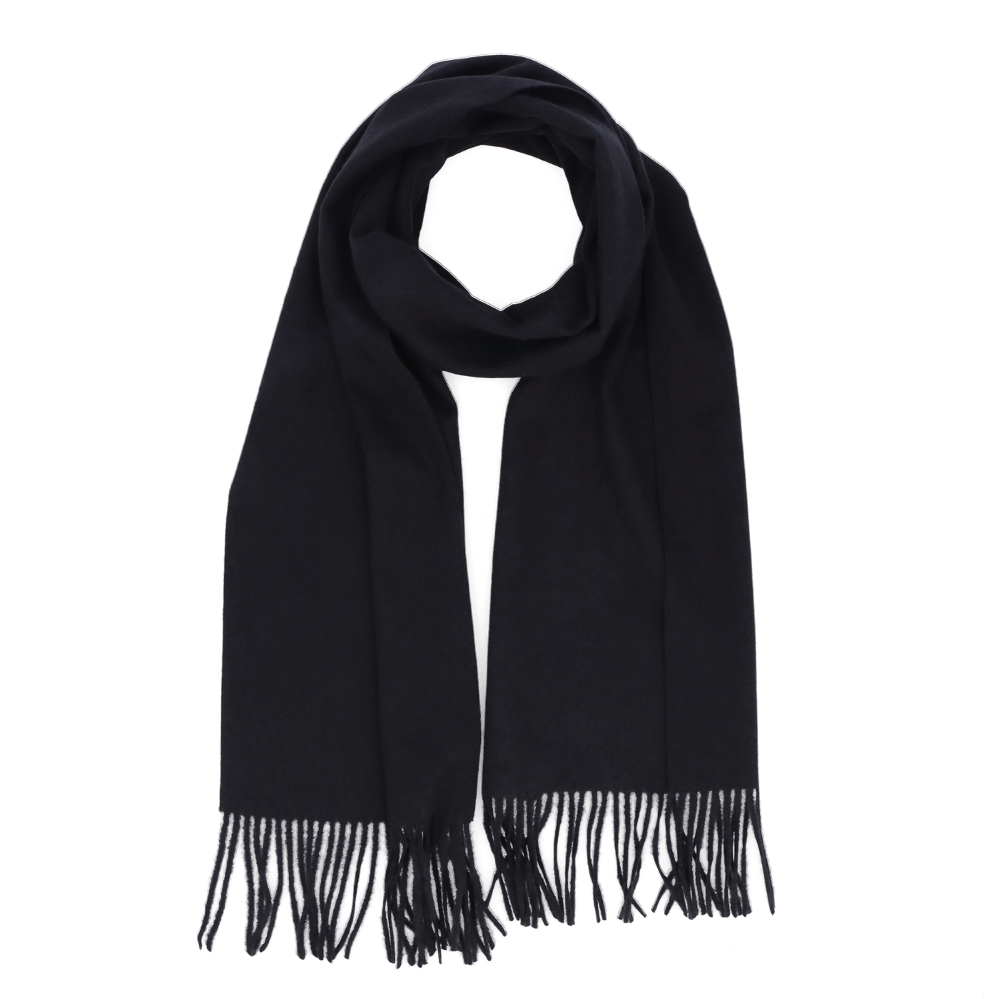 Elegantný jednofarebný šál so strapcami Noelia Bolger materiál Polyester s prímesou vlny farba čierna KZ003 - 01
