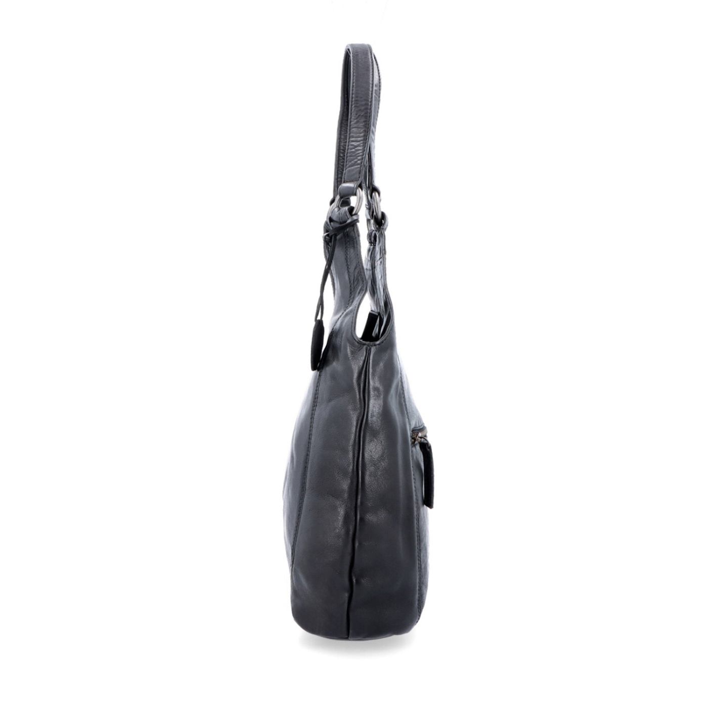 Elegantná kožená shopper kabelka s prešívaním Noelia Bolger materiál kože zapínanie na zips farba čierna veľkosť stredná NB 2044 C Z boku