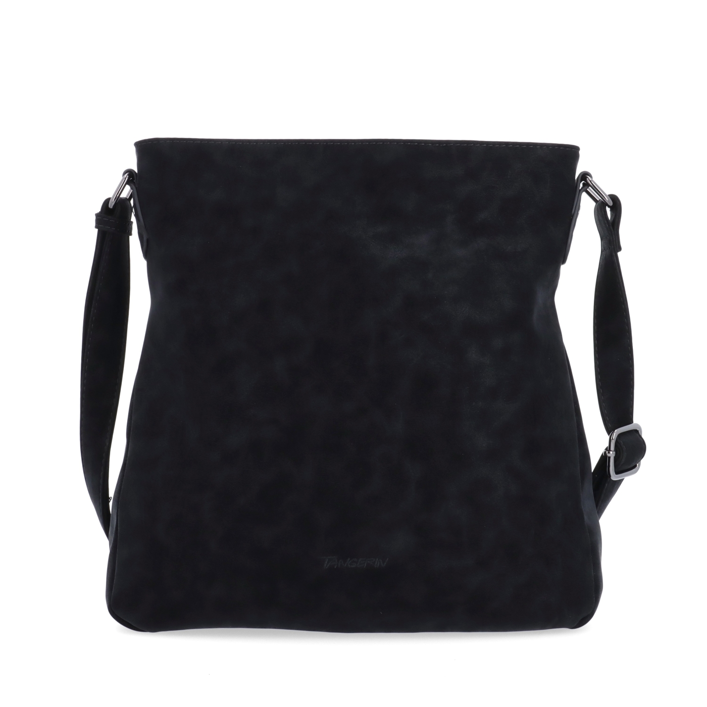 Štýlová crossbody kabelka s čistým dizajnom Tangerin materiál syntetická koža zapínanie na zips farba čierna veľkosť stredná 1101 C Spredu