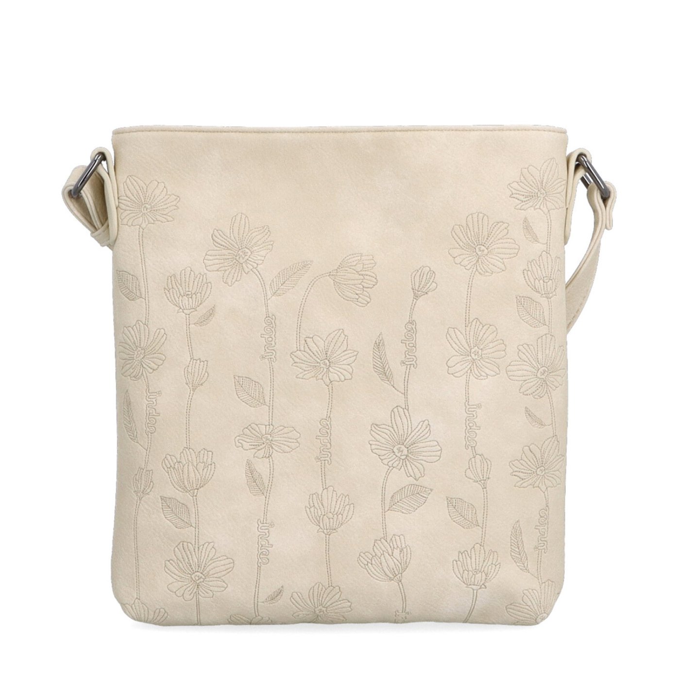 Stredne veľká crossbody kabelka s motívom Indee materiál syntetická koža zapínanie na zips farba béžová veľkosť malá 6329 BE Spredu