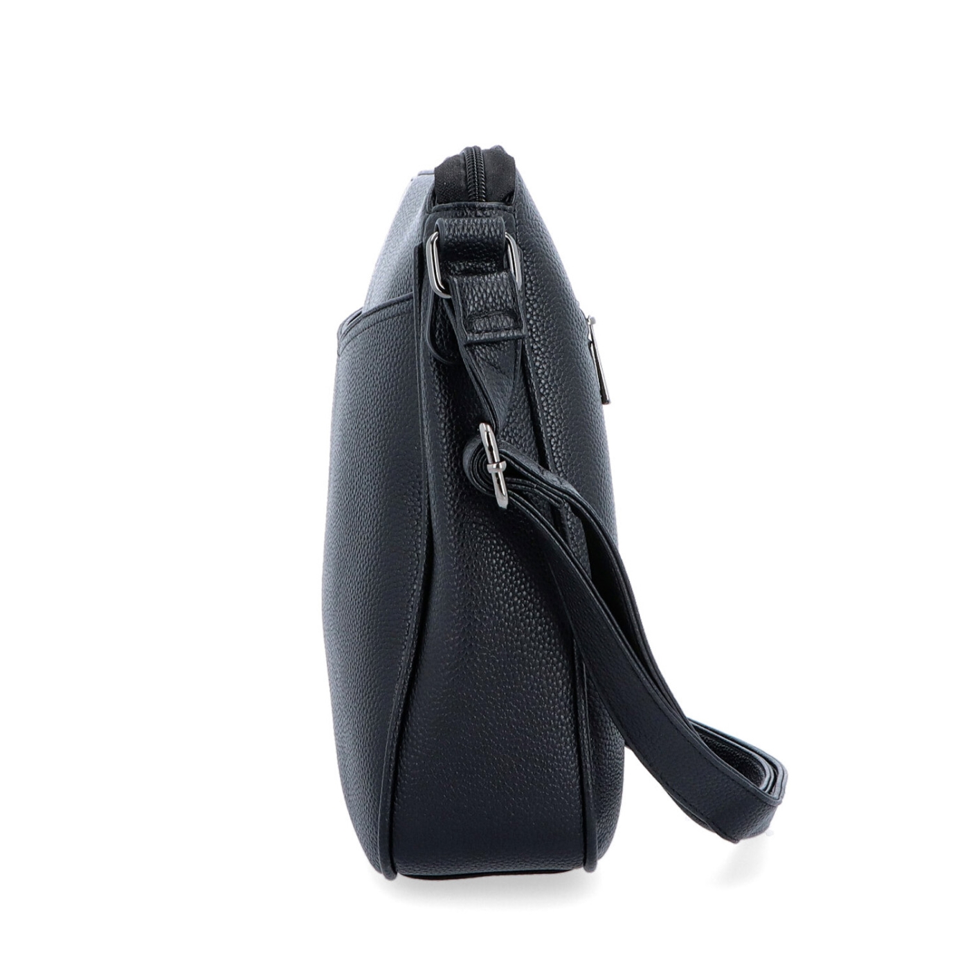 Stredná crossbody kabelka s predným vreckom na cvoček Carmelo materiál syntetická koža zapínanie na zips farba čierna veľkosť stredná 4331 C Z boku