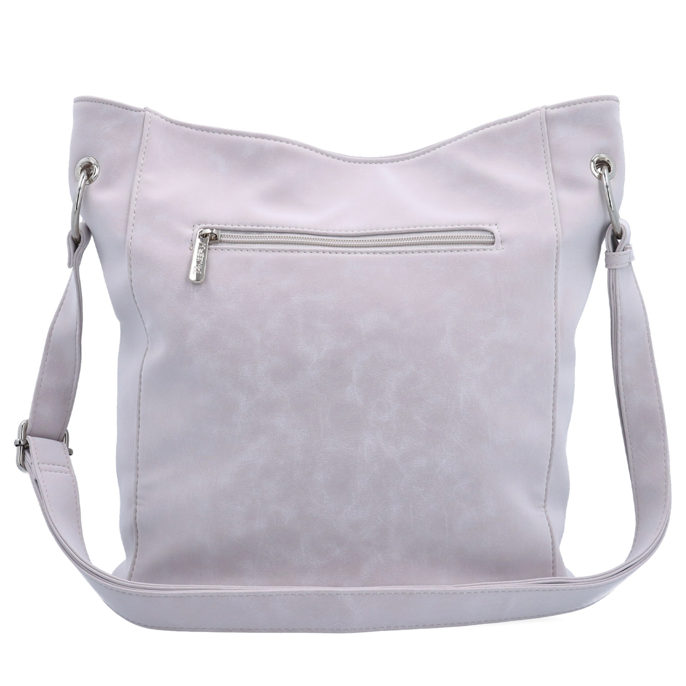 Mestská crossbody kabelka s hebkým povrchom a deleným vnútrom Tangerin materiál syntetická koža zapínanie na zips farba ružová veľkosť stredná 7015 LI Zozadu
