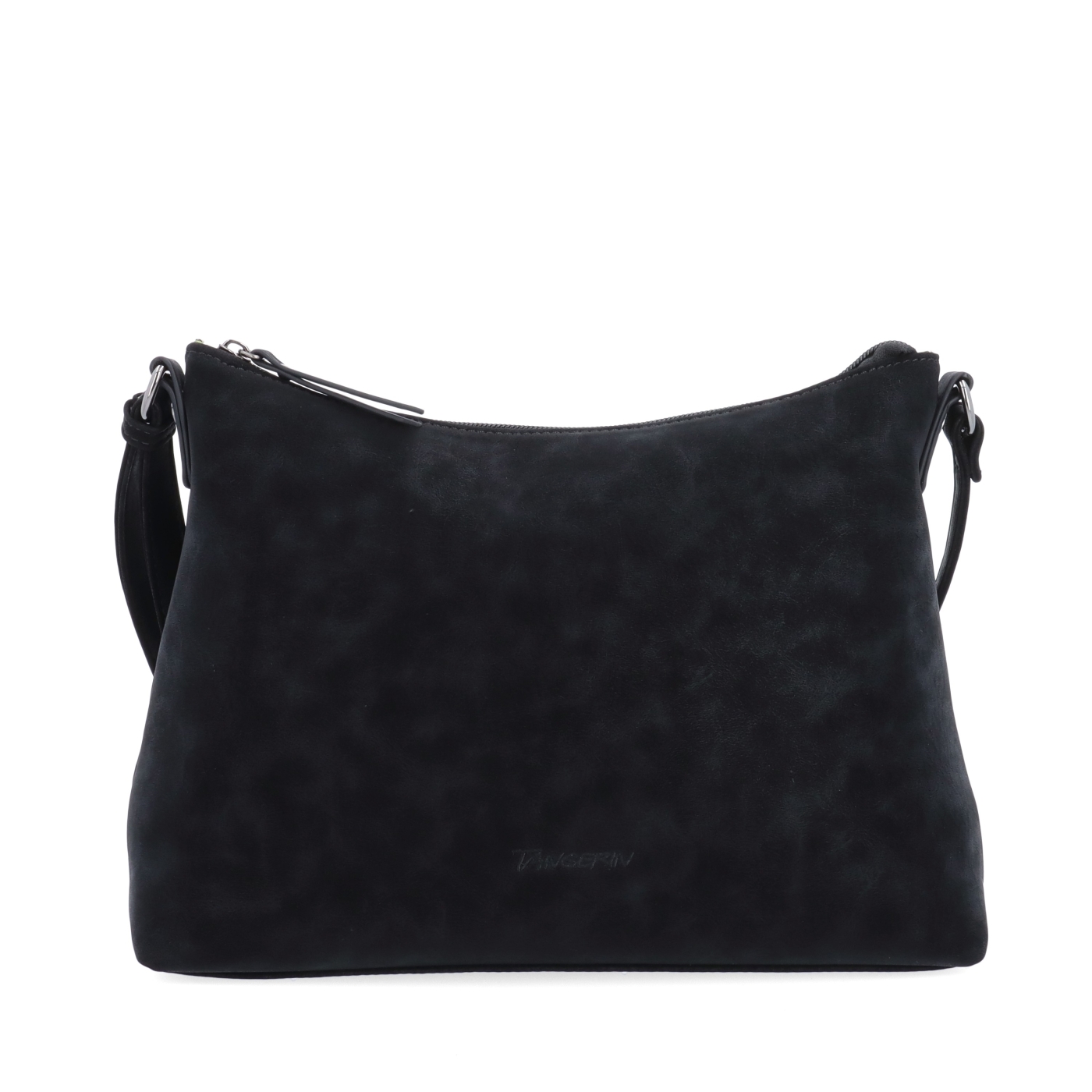 Dámska elegantná crossbody kabelka Tangerin materiál syntetická koža zapínanie na zips farba čierna veľkosť malá 1110 C Spredu