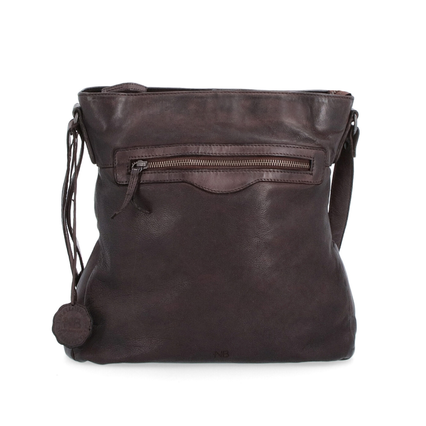 Kožená crossbody s predným vreckom na zips Noelia Bolger materiál kože zapínanie na zips farba hnedá veľkosť stredná NB 2103 H Spredu