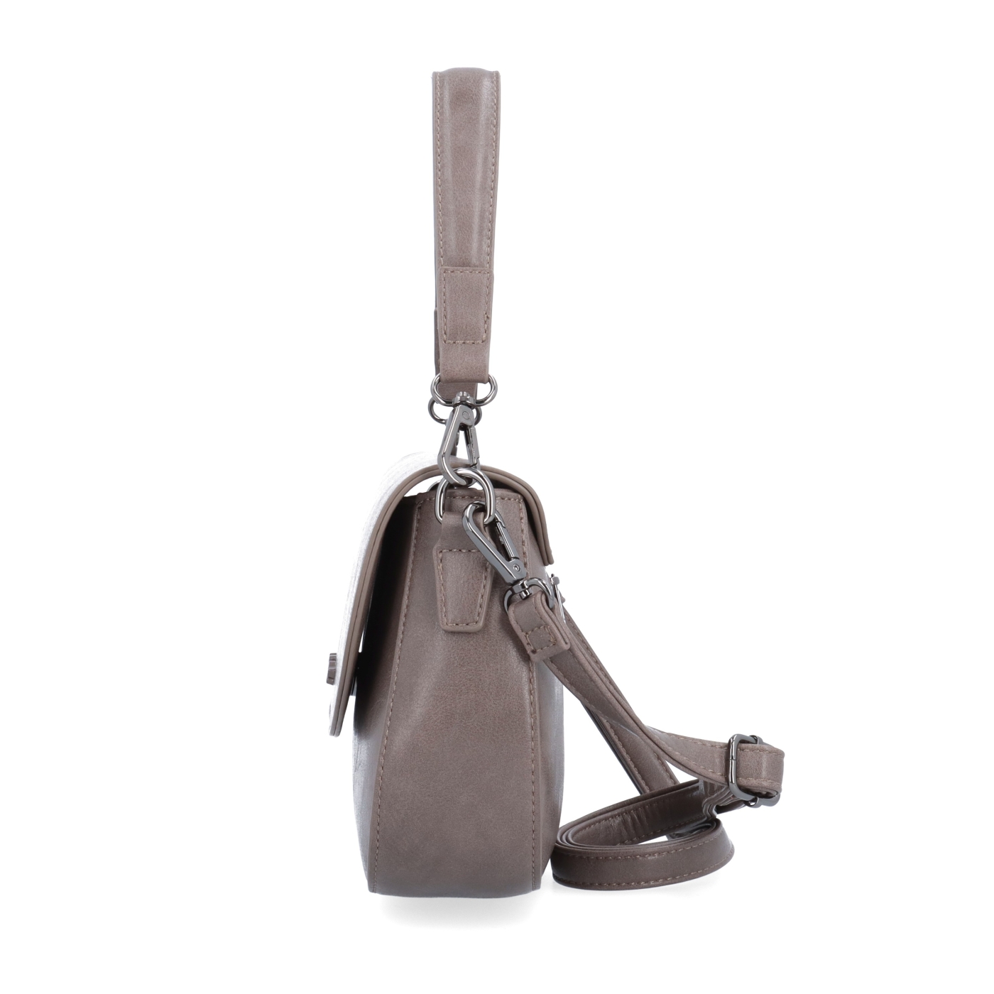 Štýlová crossbody kabelka s chlopňou Le Sands materiál syntetická koža zapínanie s chlopňou farba taupe veľkosť malá 7730 T Z boku