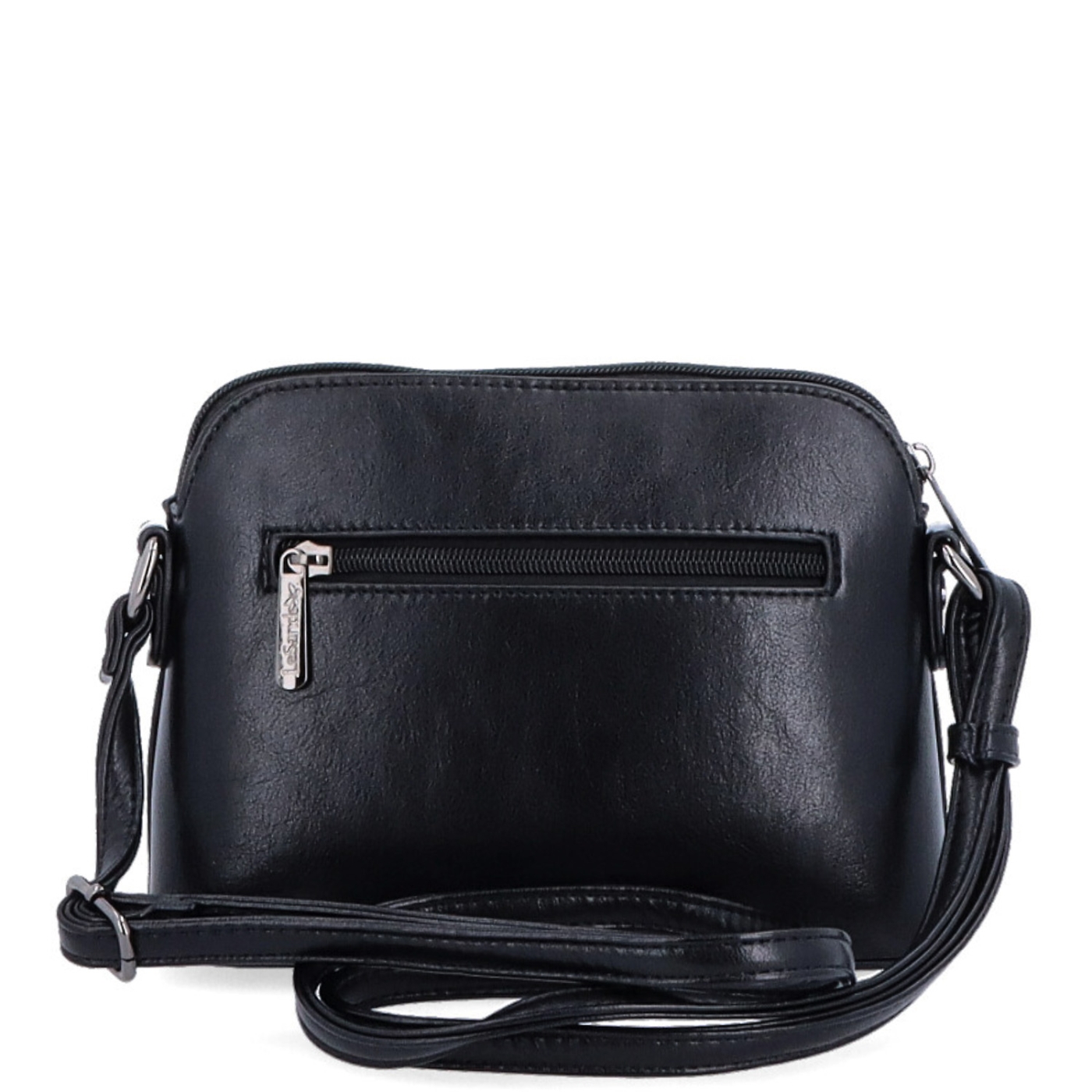 Minimalistická crossbody kabelka Le Sands materiál syntetická koža zapínanie na zips farba čierna veľkosť malá 7710 C Zozadu
