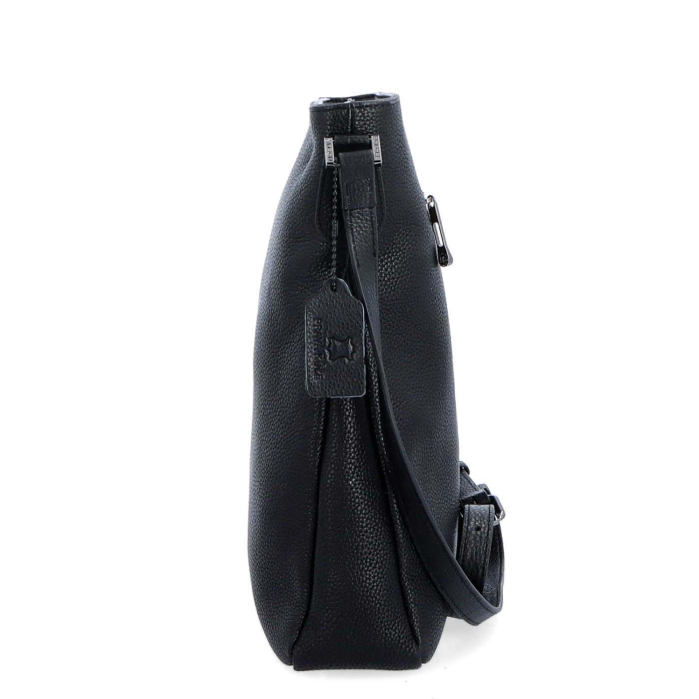 Minimalistická kožená crossbody kabelka na každý deň Noelia Bolger materiál kože zapínanie na zips farba čierna veľkosť stredná NB 3005 C Z boku