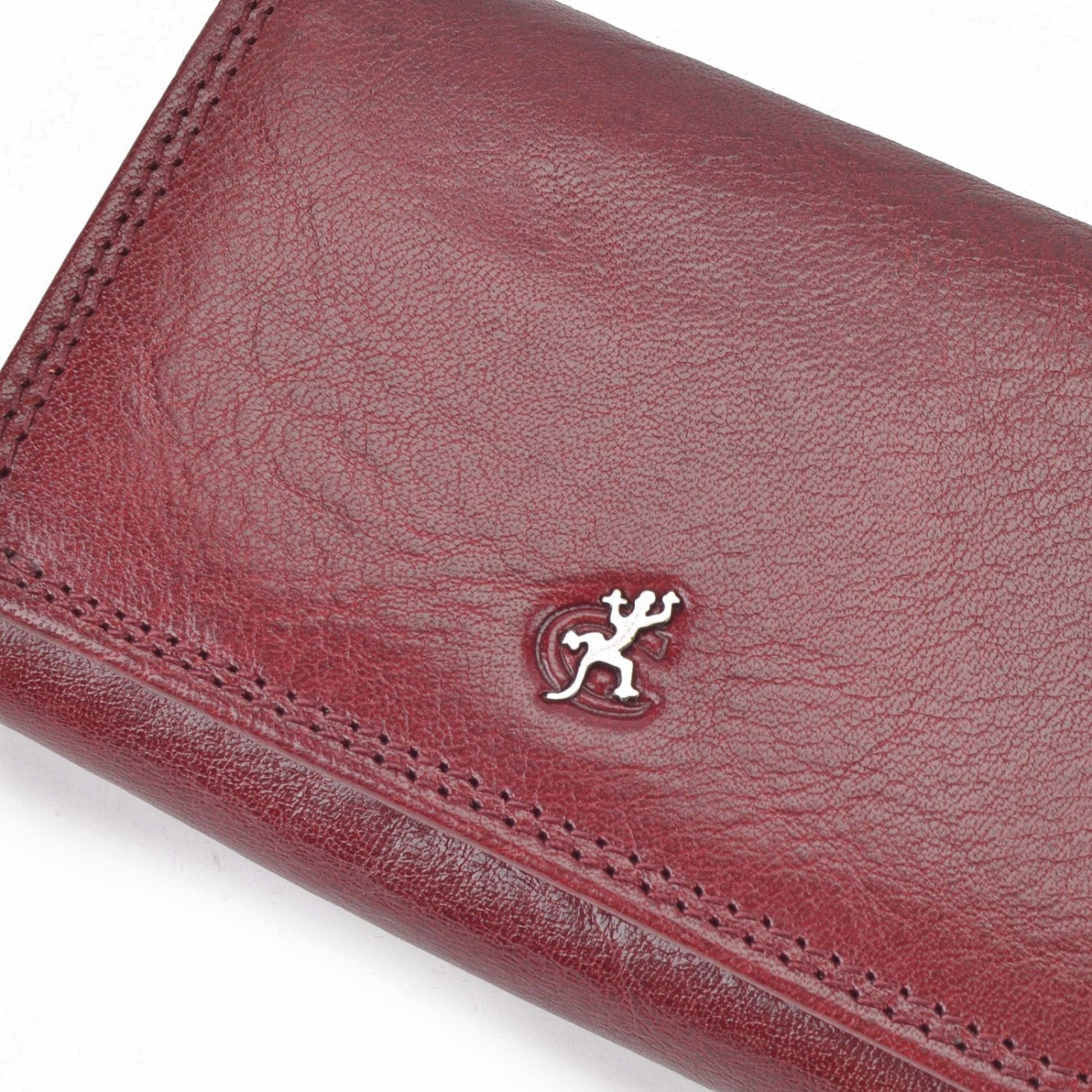 Štýlová kožená peňaženka Cosset materiál kože zapínanie na cvok farba vínová veľkosť stredná 4511 Komodo BO Logo