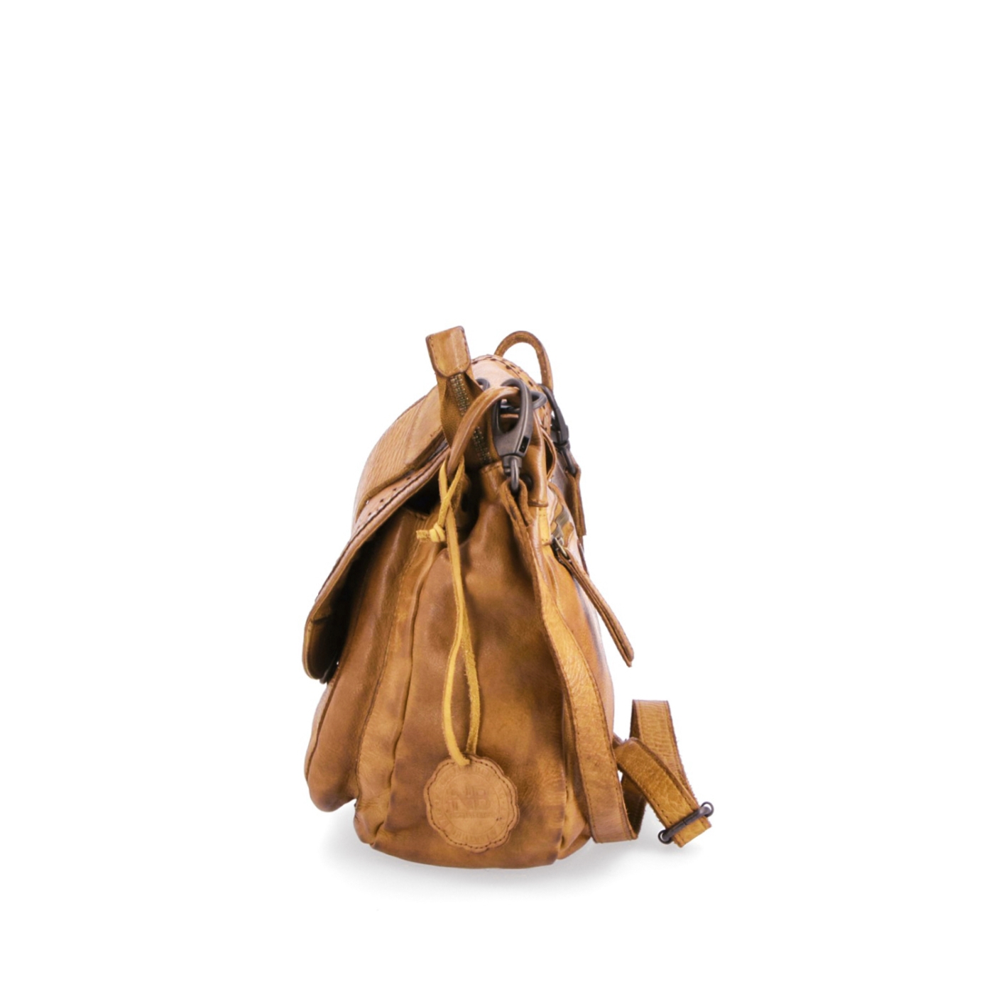 Kožená crossbody kabelka so zdobenou chlopňou Noelia Bolger materiál kože zapínanie s chlopňou farba žltá veľkosť stredná NB 2030 ZLU Z boku