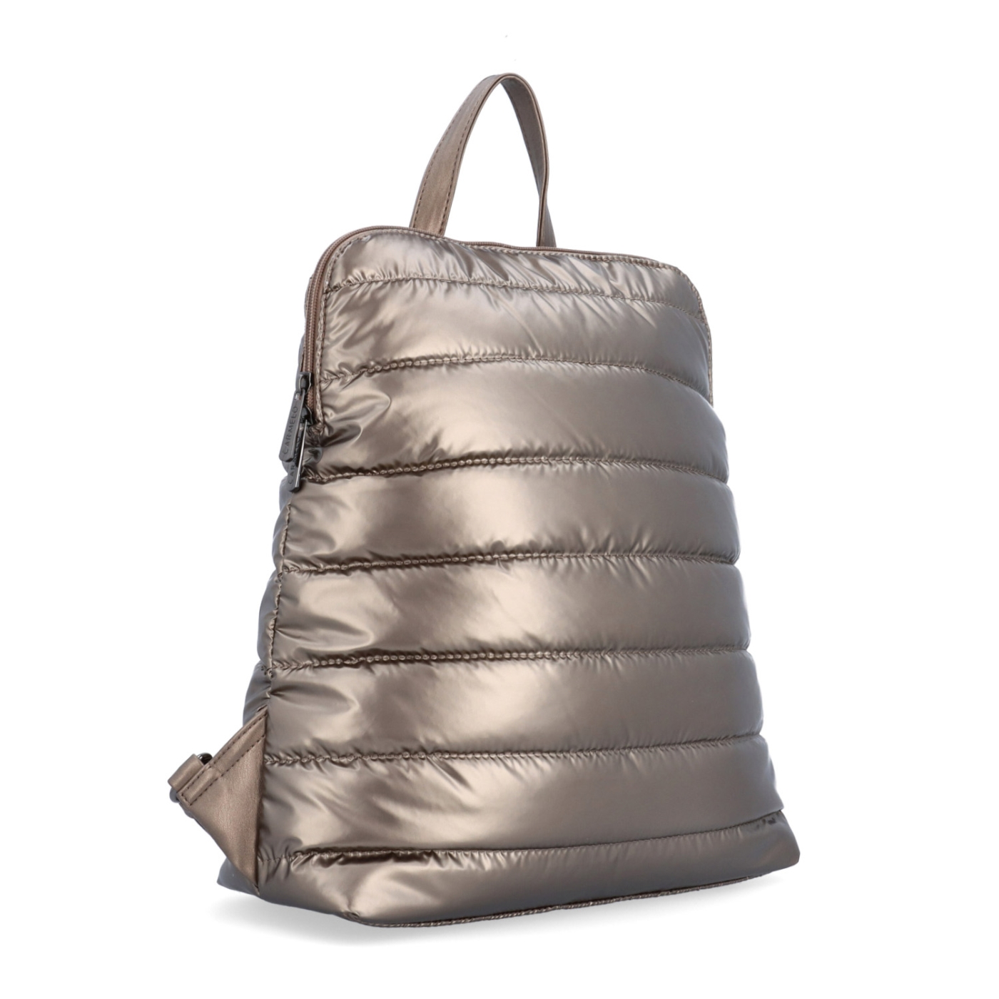 Prešívaný batoh z nadýchaného nylonu Carmelo materiál nylon zapínanie na zips farba metalíza veľkosť stredná 4384 BR