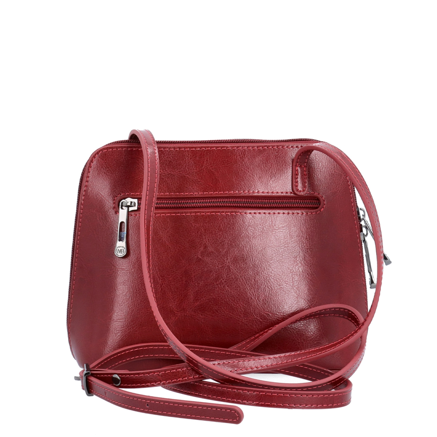 Kožená crossbody kabelka s premysleným členením Noelia Bolger materiál kože zapínanie na zips farba červená veľkosť malá NB 0115 TCV Zozadu
