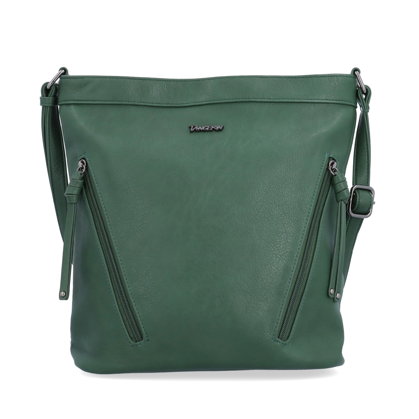Crossbody kabelka s ozdobnými zipsami Tangerin materiál syntetická koža zapínanie na zips farba zelená veľkosť stredná 8050 TZE Spredu