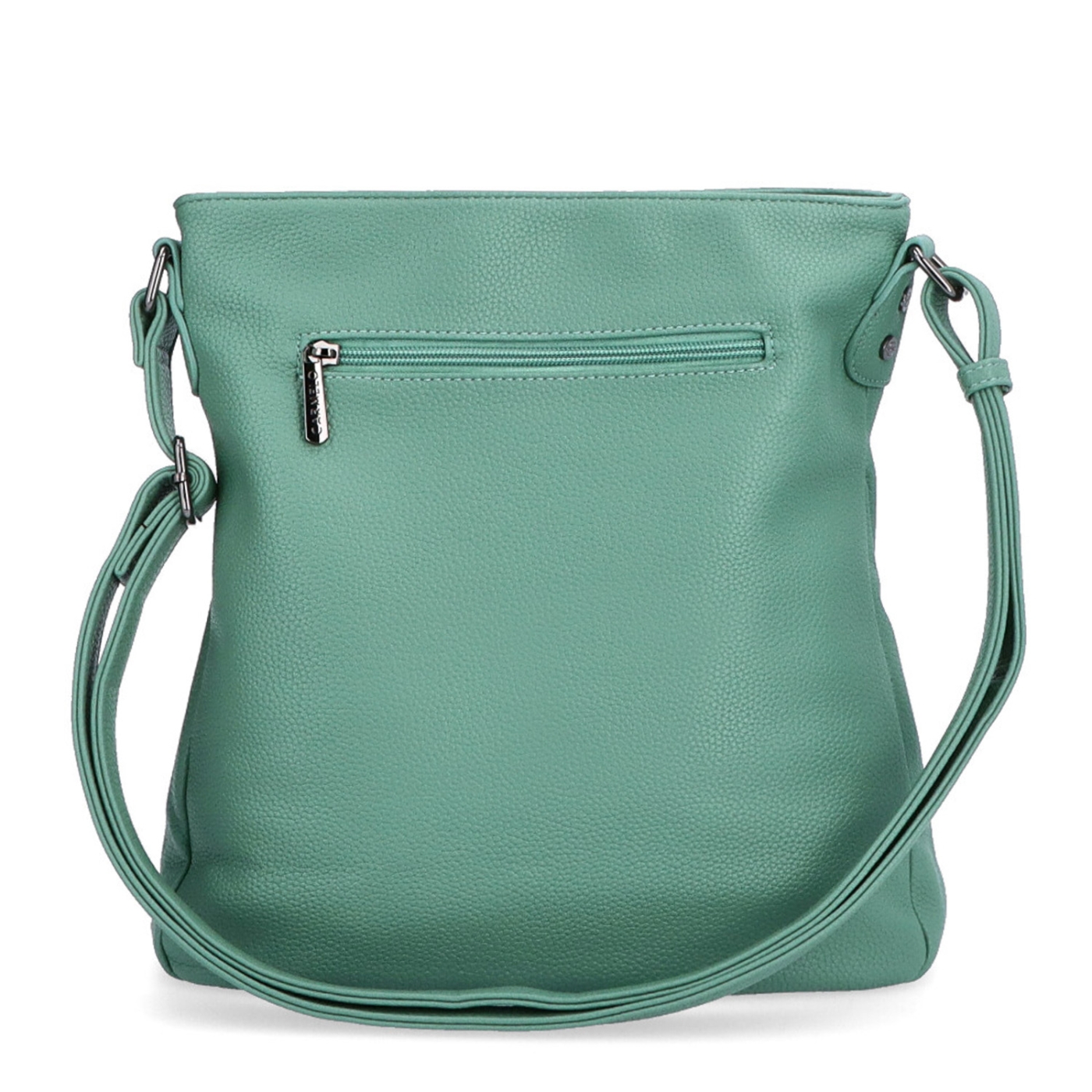 Dizajnová crossbody kabelka Carmelo materiál syntetická koža zapínanie na zips farba zelená veľkosť stredná 4271 ZE Zozadu