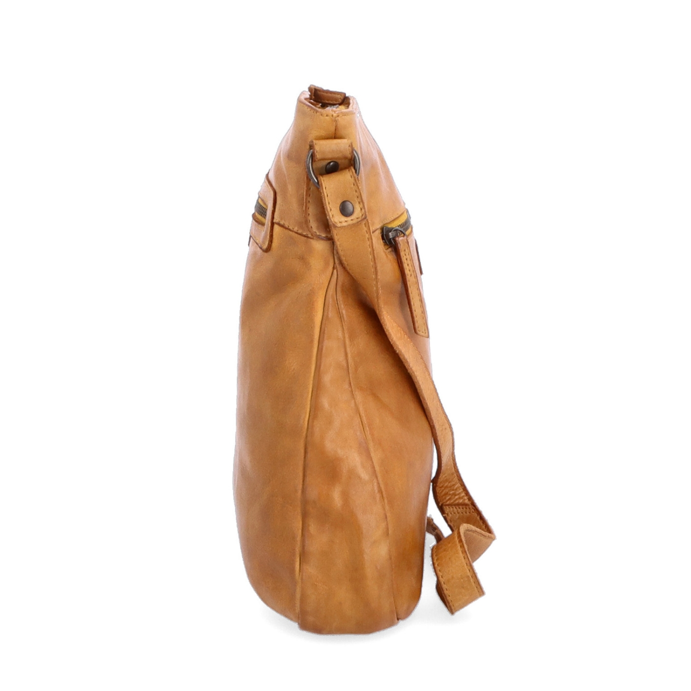 Kožená crossbody s predným vreckom na zips Noelia Bolger materiál kože zapínanie na zips farba žltá veľkosť stredná NB 2103 ZLU Z boku