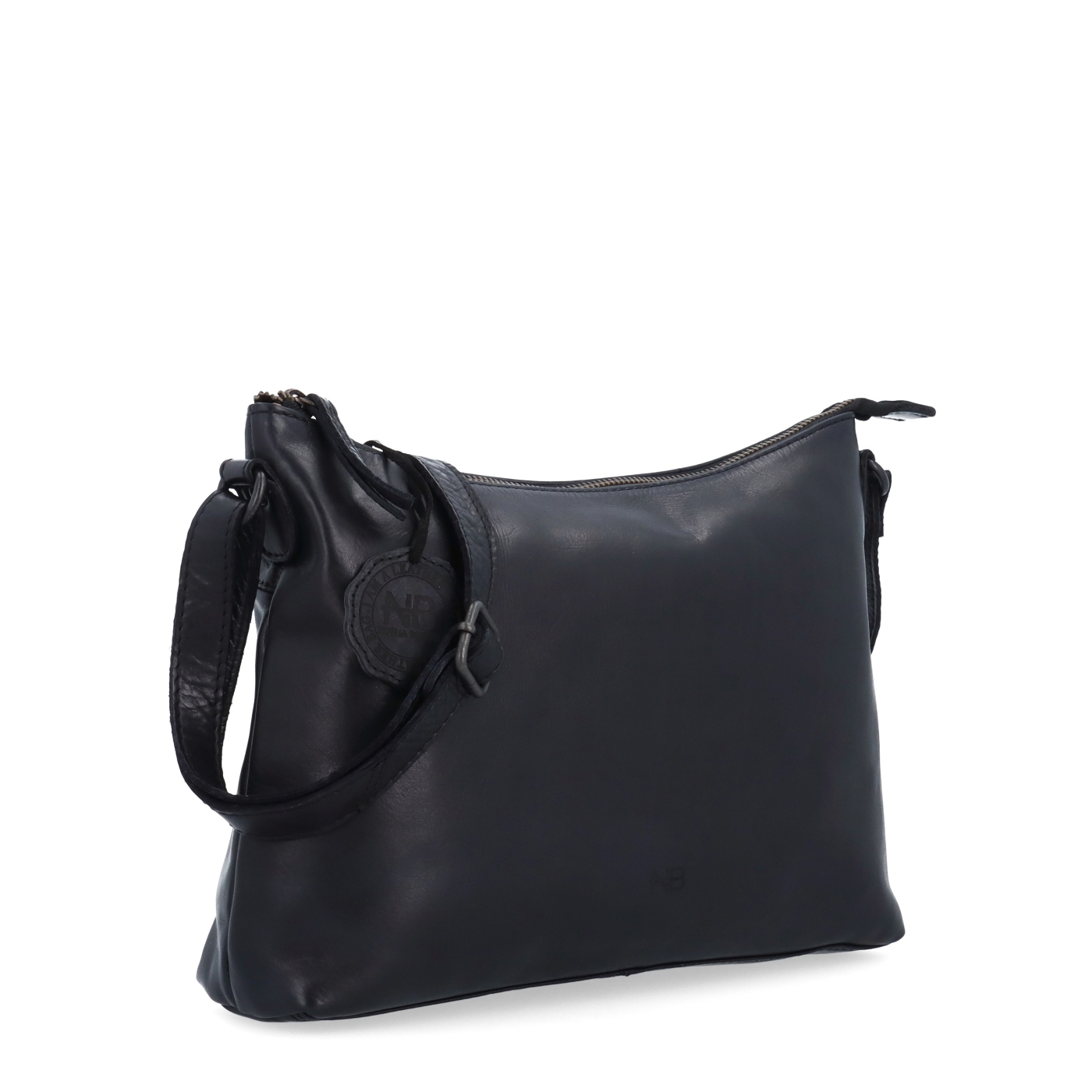 Dámska kožená crossbody kabelka Noelia Bolger materiál kože zapínanie na zips farba čierna veľkosť stredná NB 2430 C