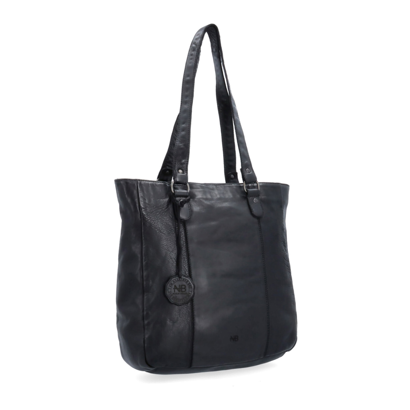 Prešívaná kožená shopper kabelka cez rameno Noelia Bolger materiál kože zapínanie na zips farba čierna veľkosť stredná NB 2062 C