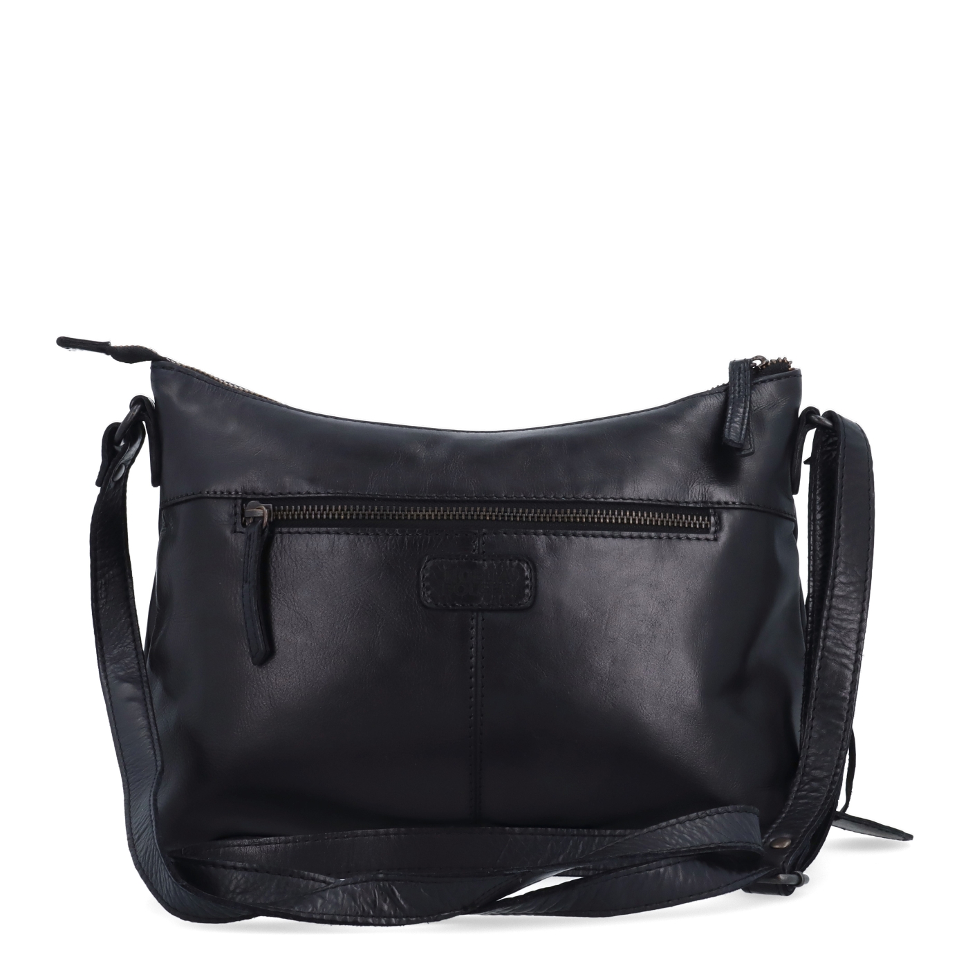 Dámska kožená crossbody kabelka Noelia Bolger materiál kože zapínanie na zips farba čierna veľkosť stredná NB 2430 C Zozadu