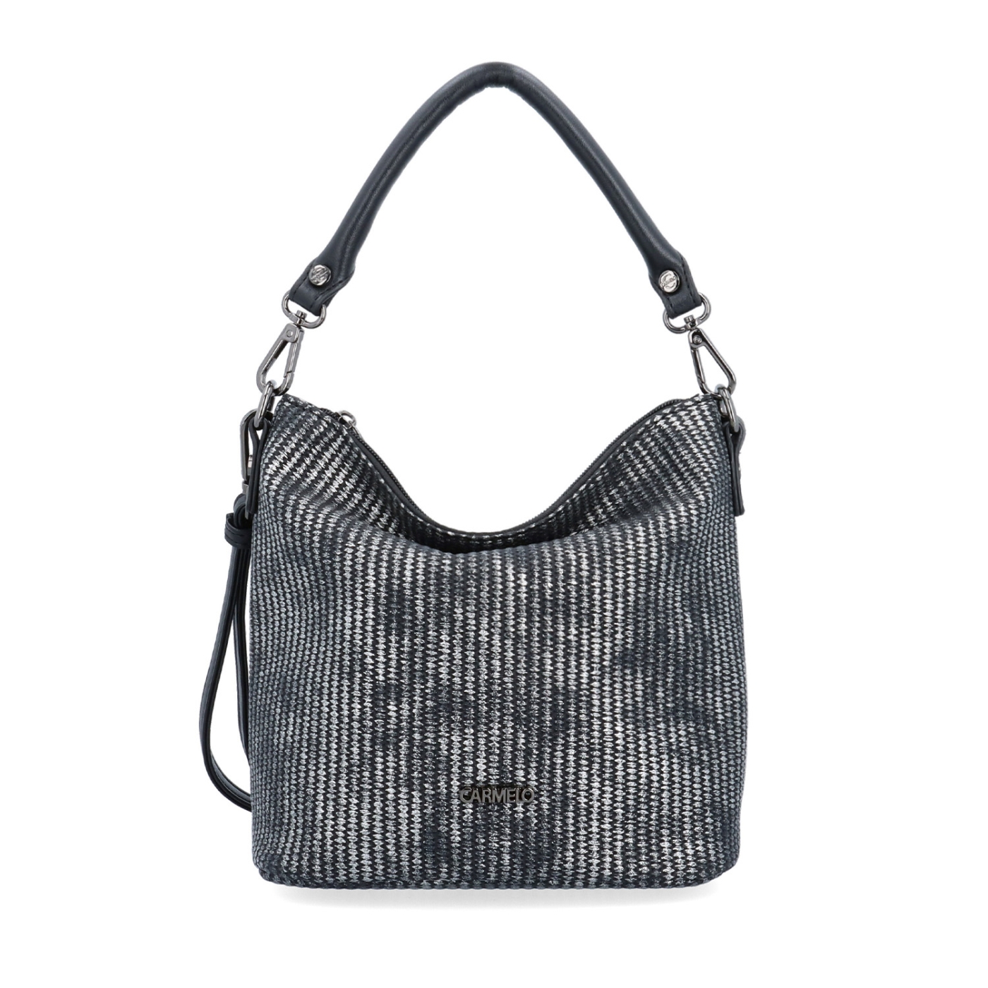 Štýlová crossbody kabelka s originálnym vzorom Carmelo materiál syntetická koža zapínanie na zips farba metalíza veľkosť malá 4380 STR Spredu