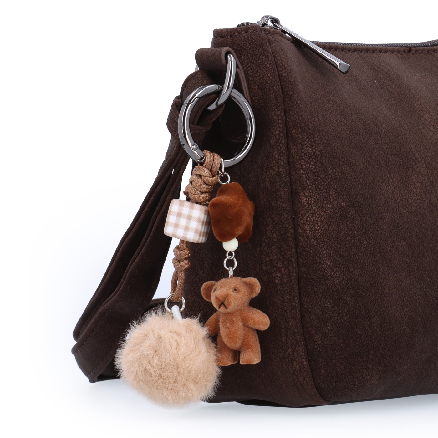 Elegantná malá crossbody kabelka Carmelo materiál syntetická koža zapínanie na zips farba hnedá veľkosť malá 4666 H Detail