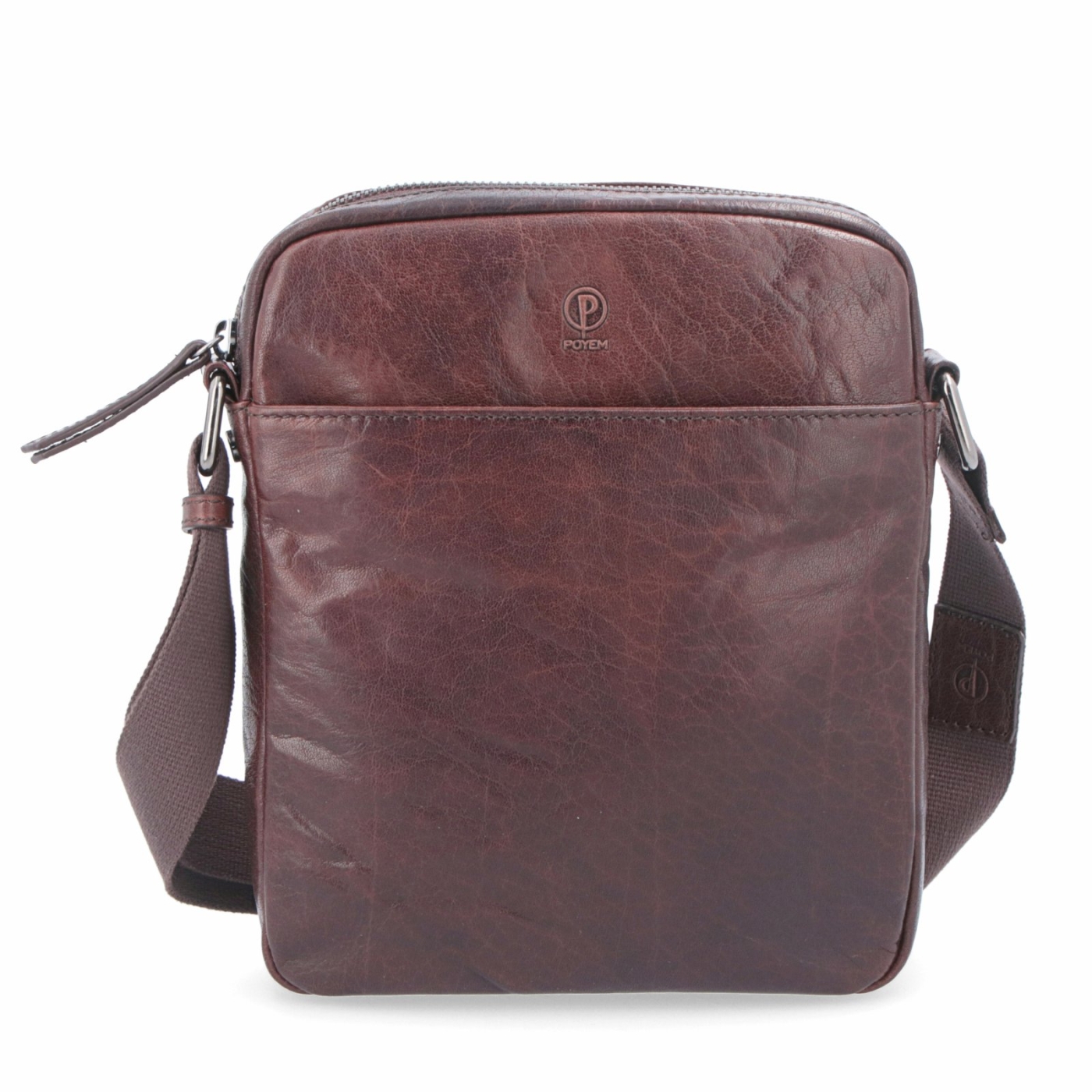 Kožená crossbody taška Poyem materiál kože farba hnedá veľkosť malá 2200 Poyem H Spredu