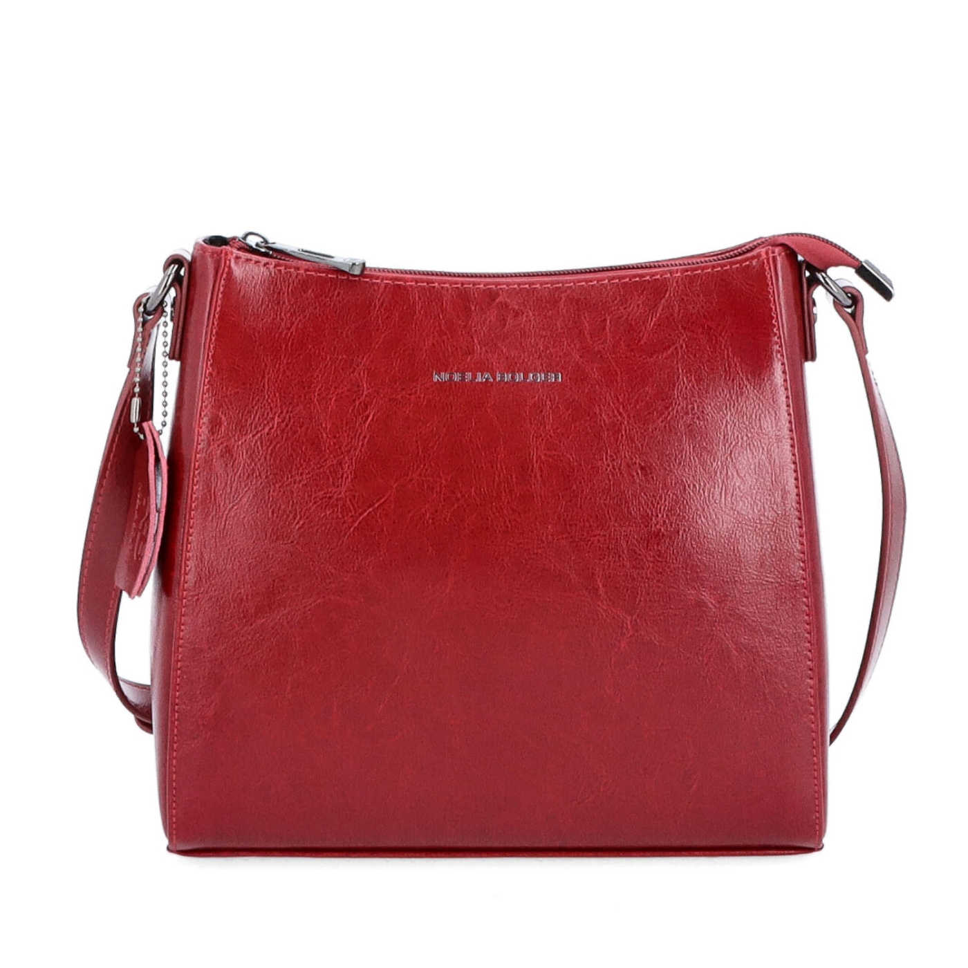 Nadčasová crossbody kabelka z pravej kože Noelia Bolger materiál kože zapínanie na zips farba červená veľkosť malá NB 0079 TCV Spredu