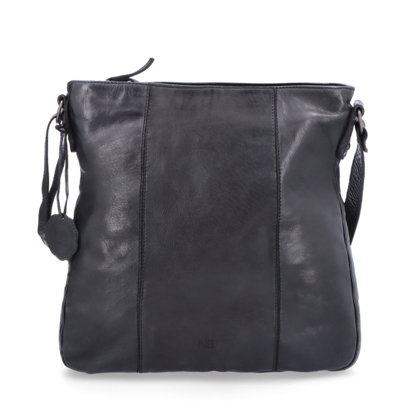 Kožená crossbody kabelka s prešívaním Noelia Bolger materiál kože zapínanie na zips farba čierna veľkosť stredná NB 2002 C Spredu