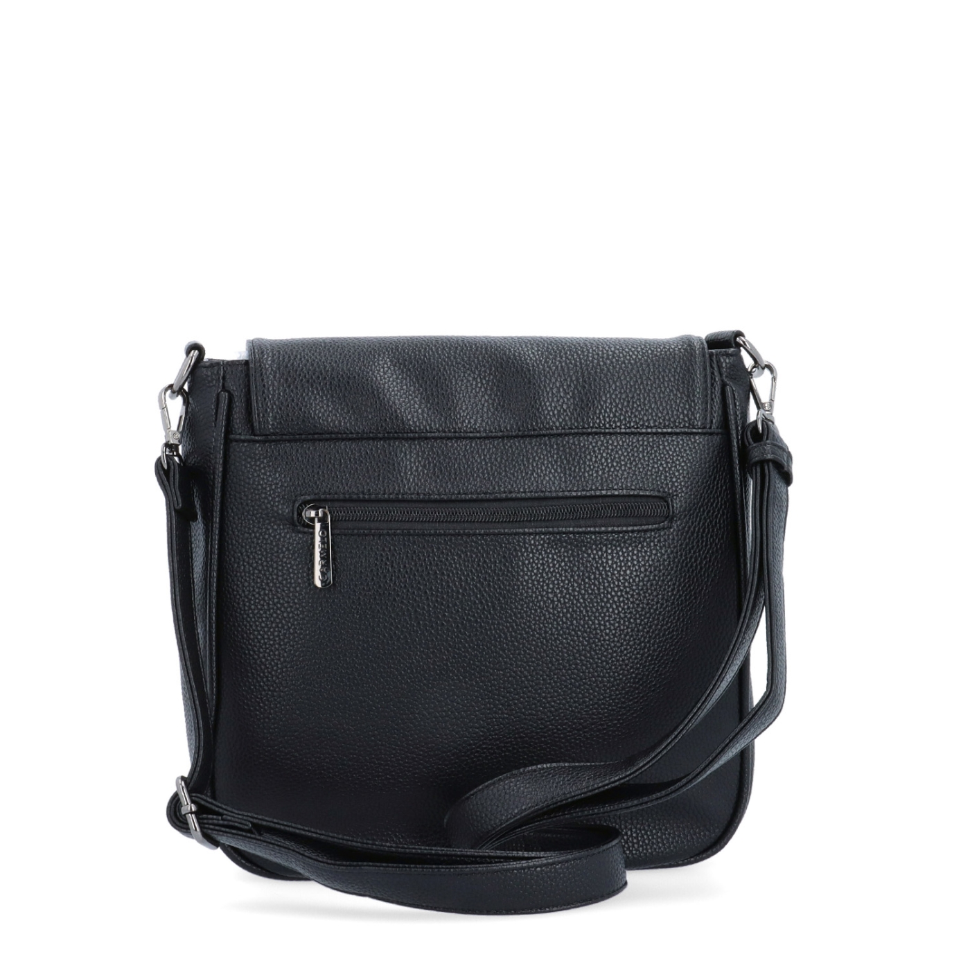 Syntetická crossbody kabelka s výraznou sponou Carmelo materiál syntetická koža zapínanie s chlopňou farba čierna veľkosť stredná 4363 C Zozadu