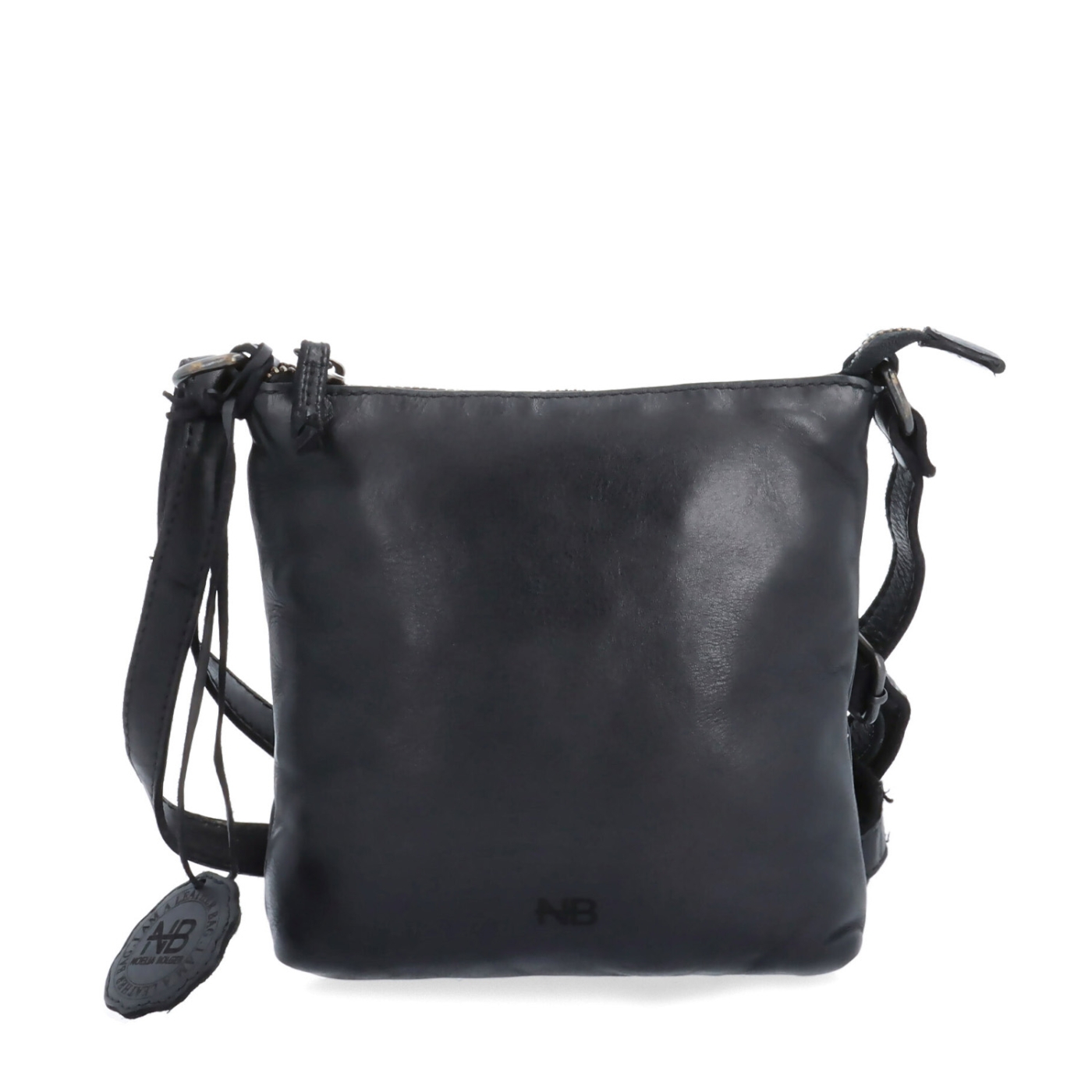 Elegantná kožená crossbody kabelka Noelia Bolger materiál kože zapínanie na zips farba čierna veľkosť malá NB 2415 C Spredu