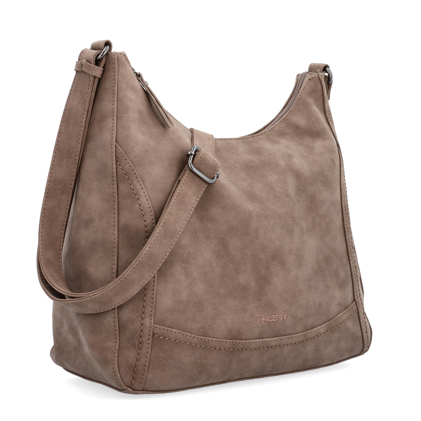 Crossbody syntetická kabelka s prešívaním Tangerin materiál syntetická koža zapínanie na zips farba hnedá veľkosť stredná 1104 H