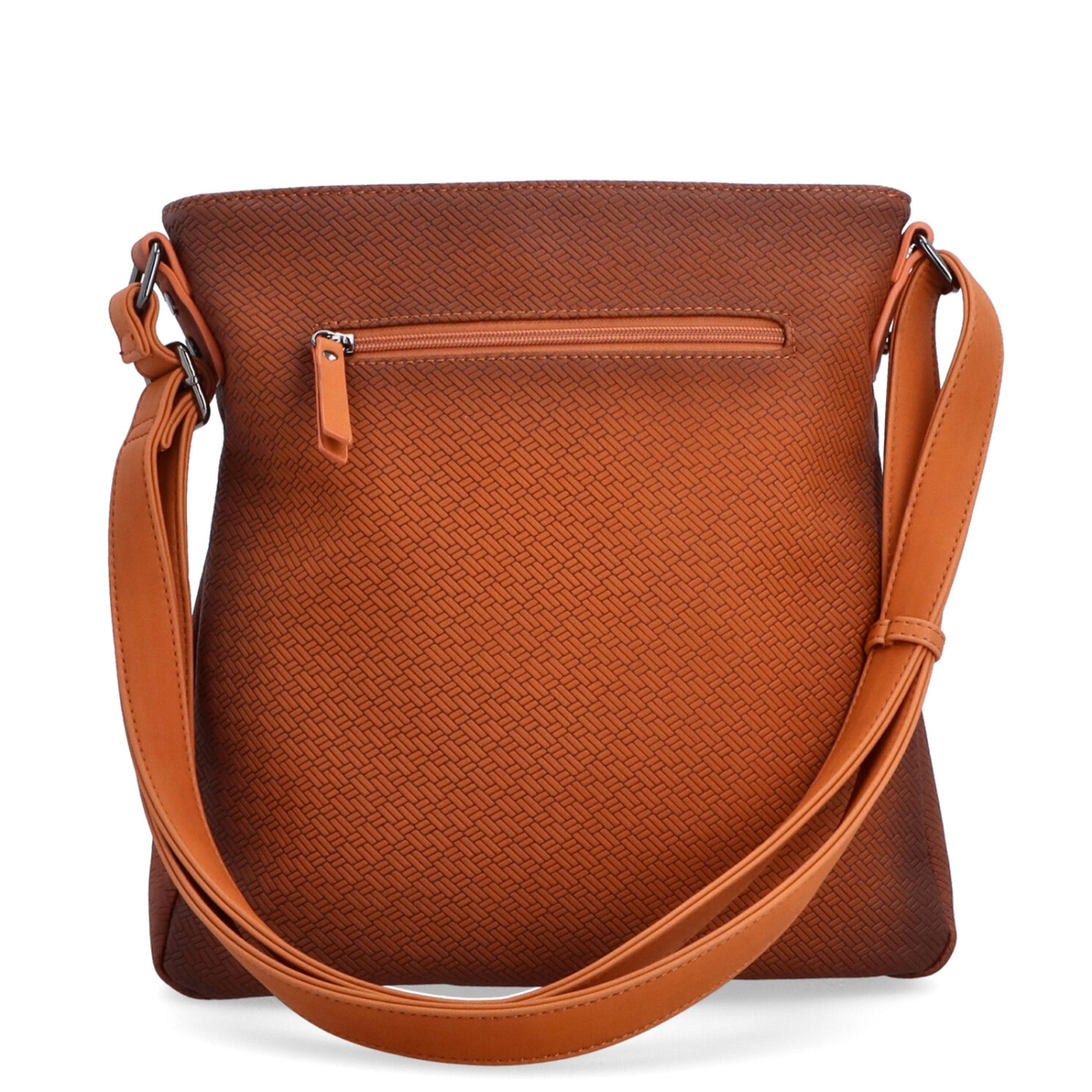 Stredná jednoduchá crossbody kabelka Indee materiál syntetická koža zapínanie na zips farba oranžová veľkosť stredná 6317 O Zozadu