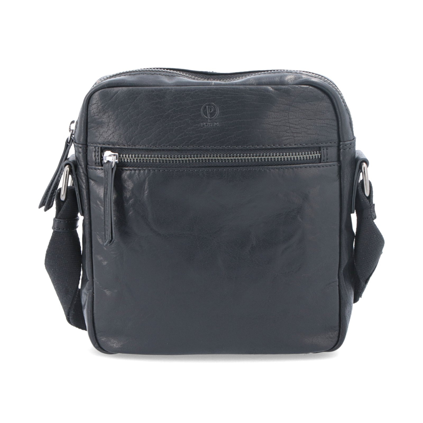 Kožená crossbody taška Poyem materiál kože farba čierna veľkosť malá 2206 Poyem C Spredu